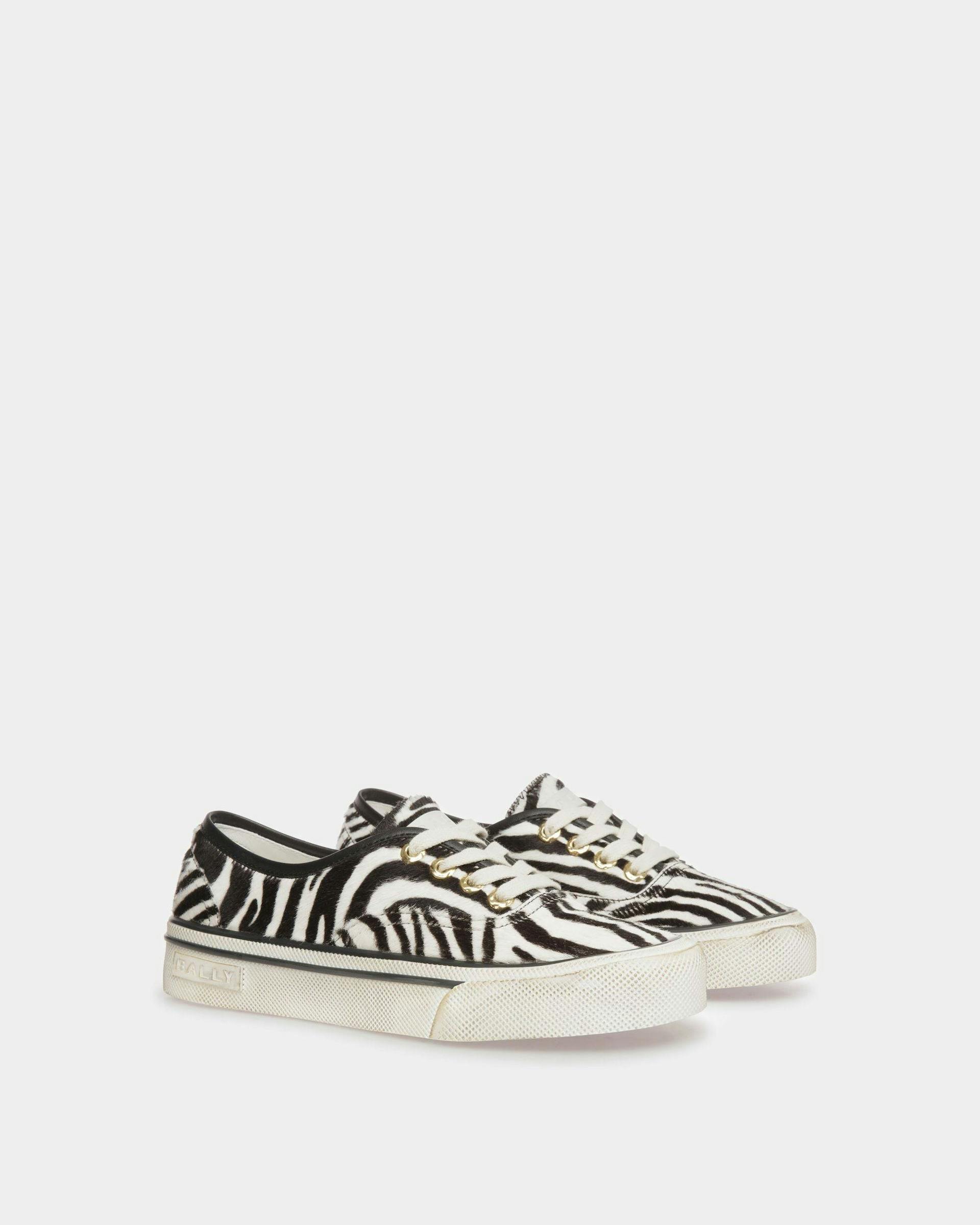 Santa Ana Sneakers In White And Black Haircalf Leather - Women's - Bally - 02