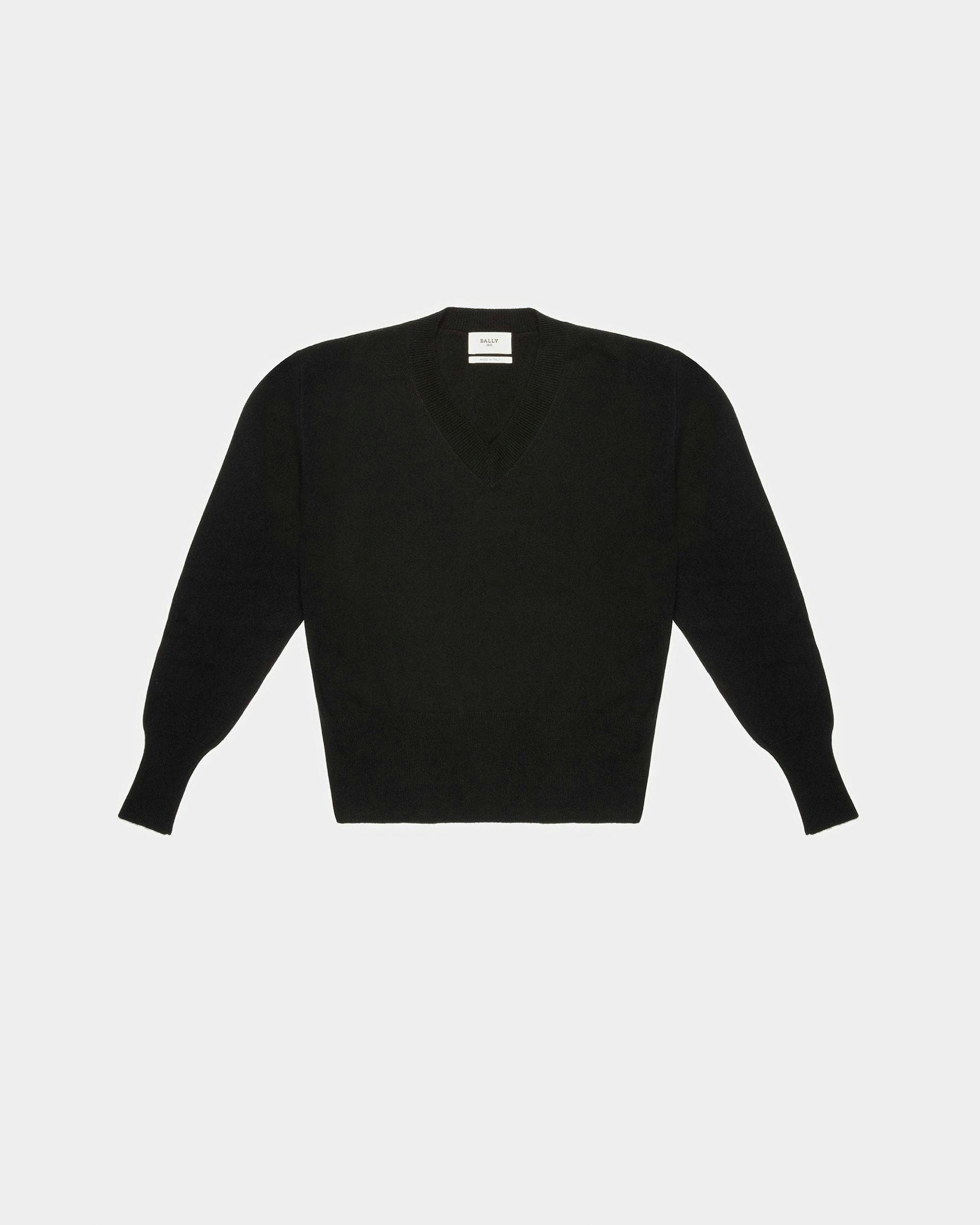 Cashmere V-Neck Sweater In Black - Women's - Bally - 01