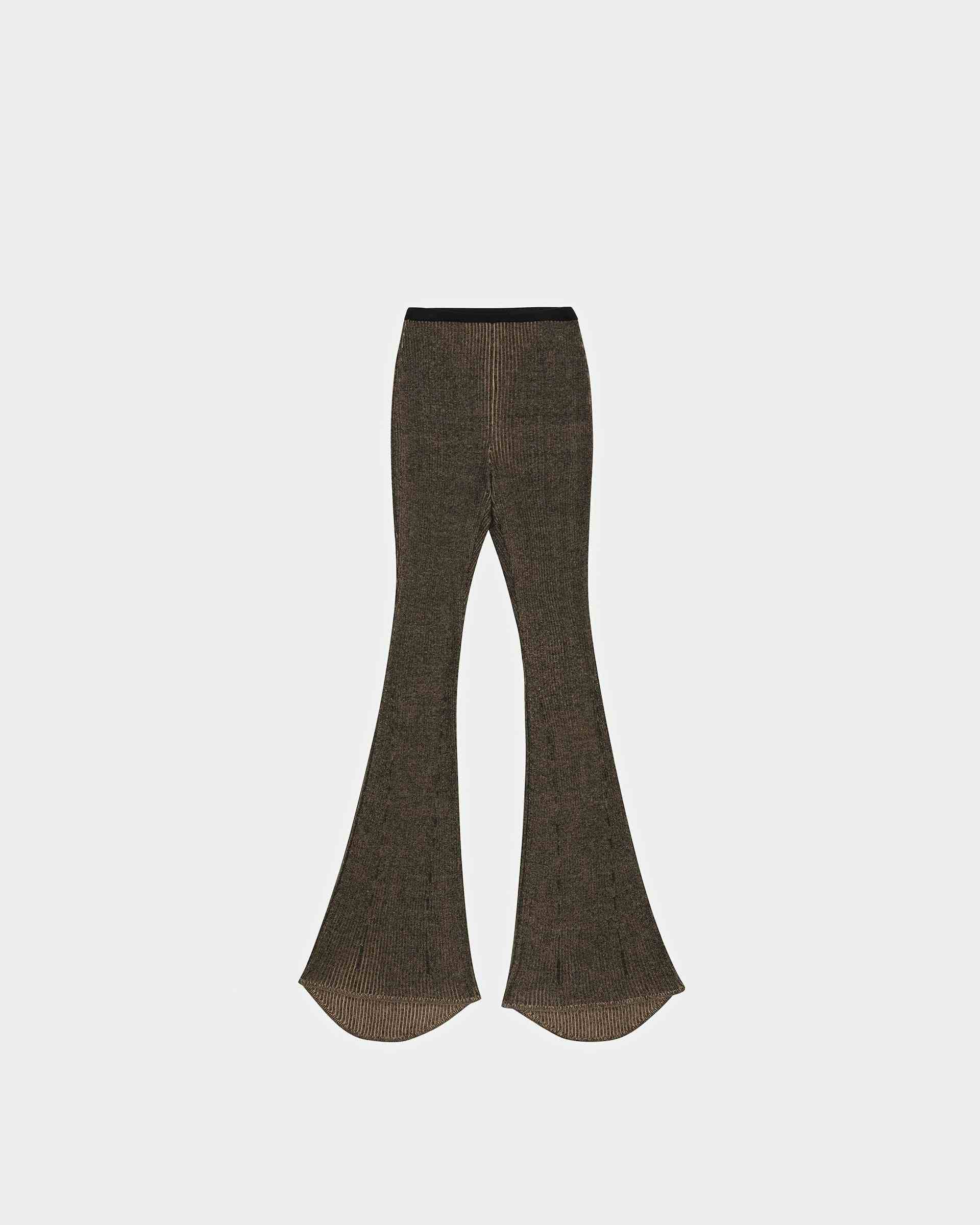 Silk Cotton Ribbed Flared Trousers In Black And Peach - Women's - Bally