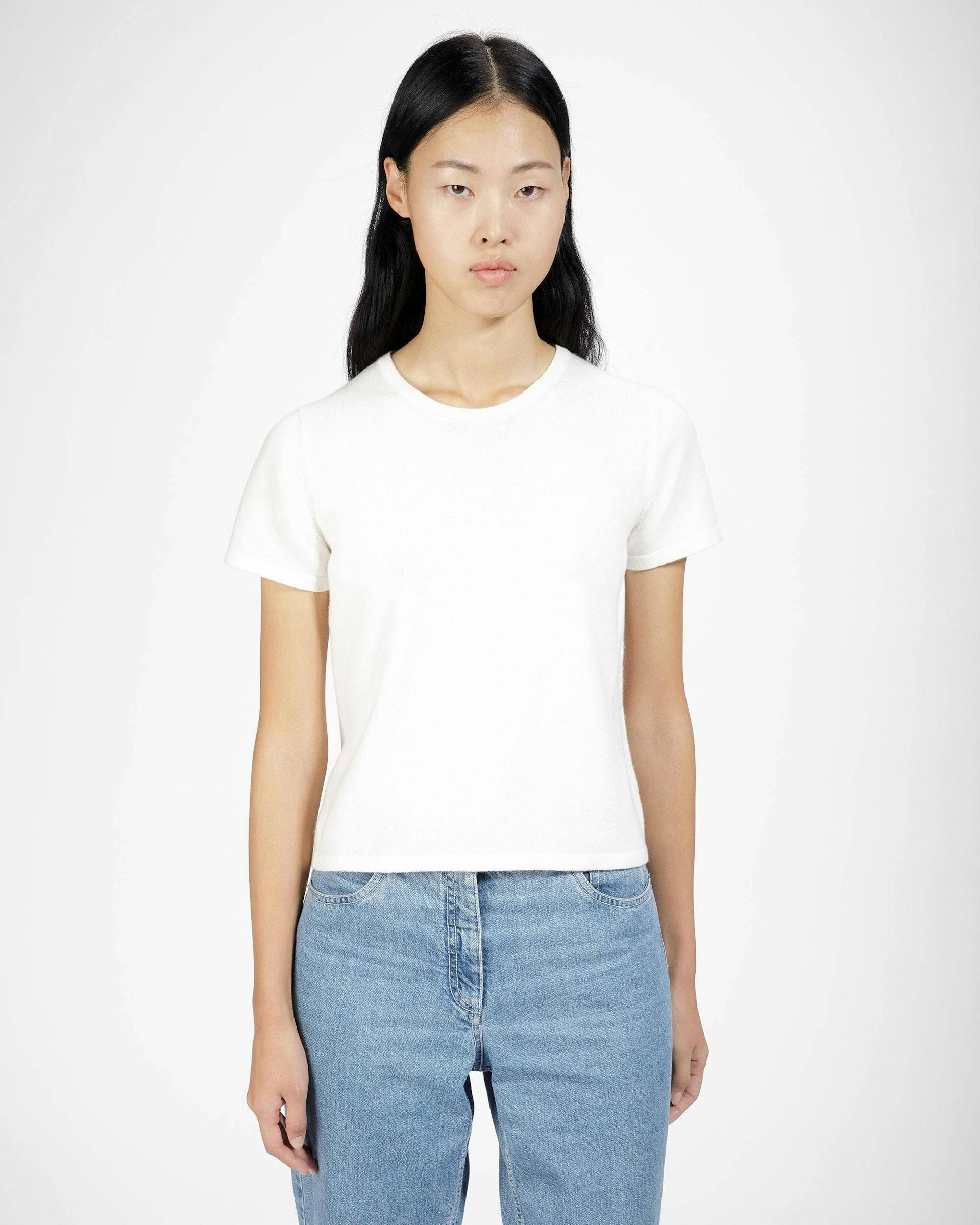 Cashmere Knitted T-Shirt In White - Women's - Bally - 01