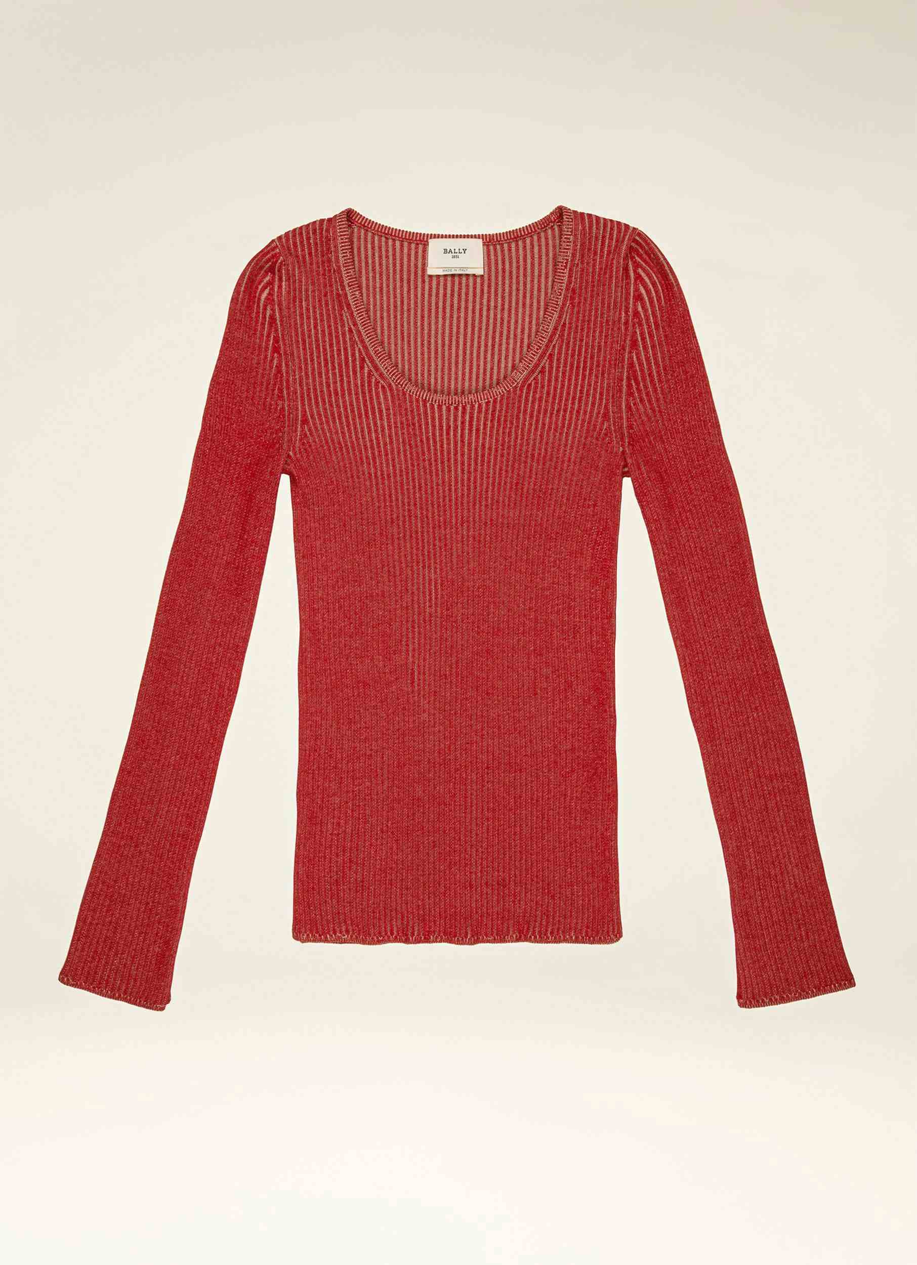 Silk Cotton Sweater In Red & Pink - Women's - Bally