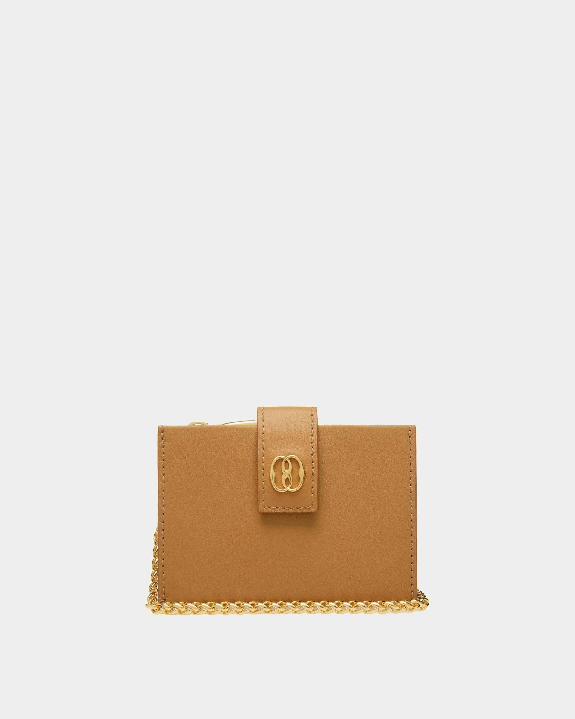 Women's Emblem Card Holder In Desert Leather | Bally | Still Life Front