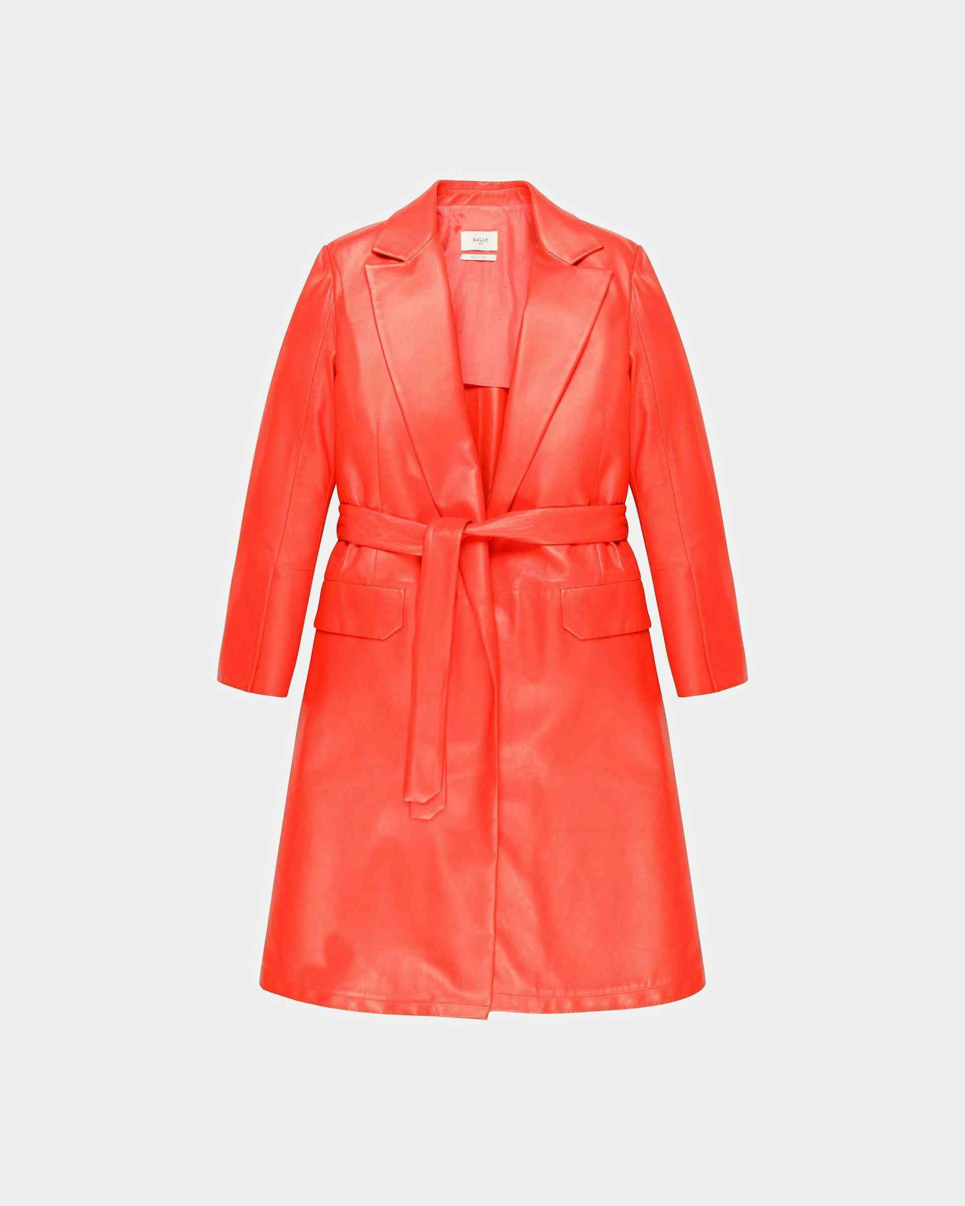 Leather Coat In Orange - Women's - Bally