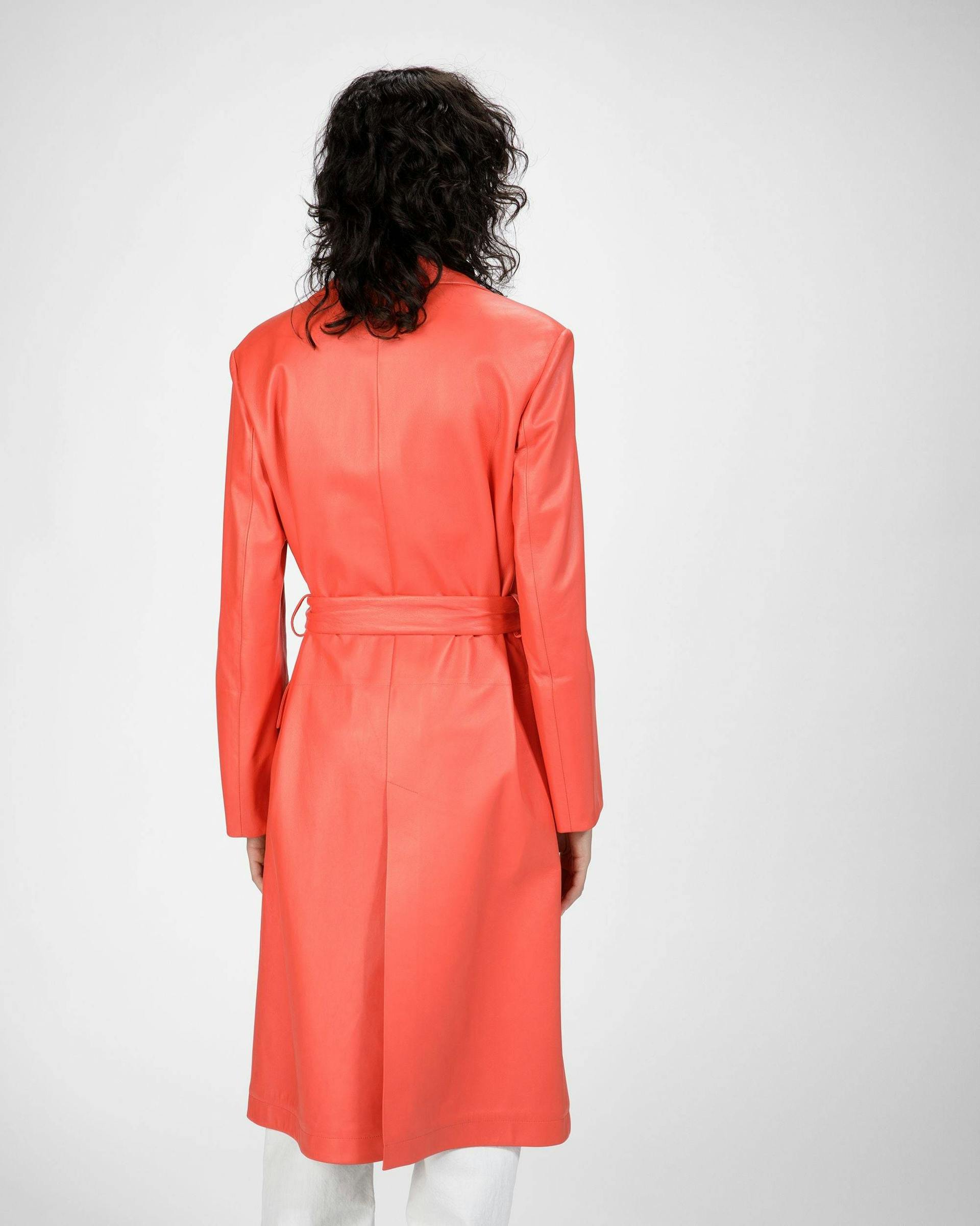 Leather Coat In Orange - Women's - Bally - 02