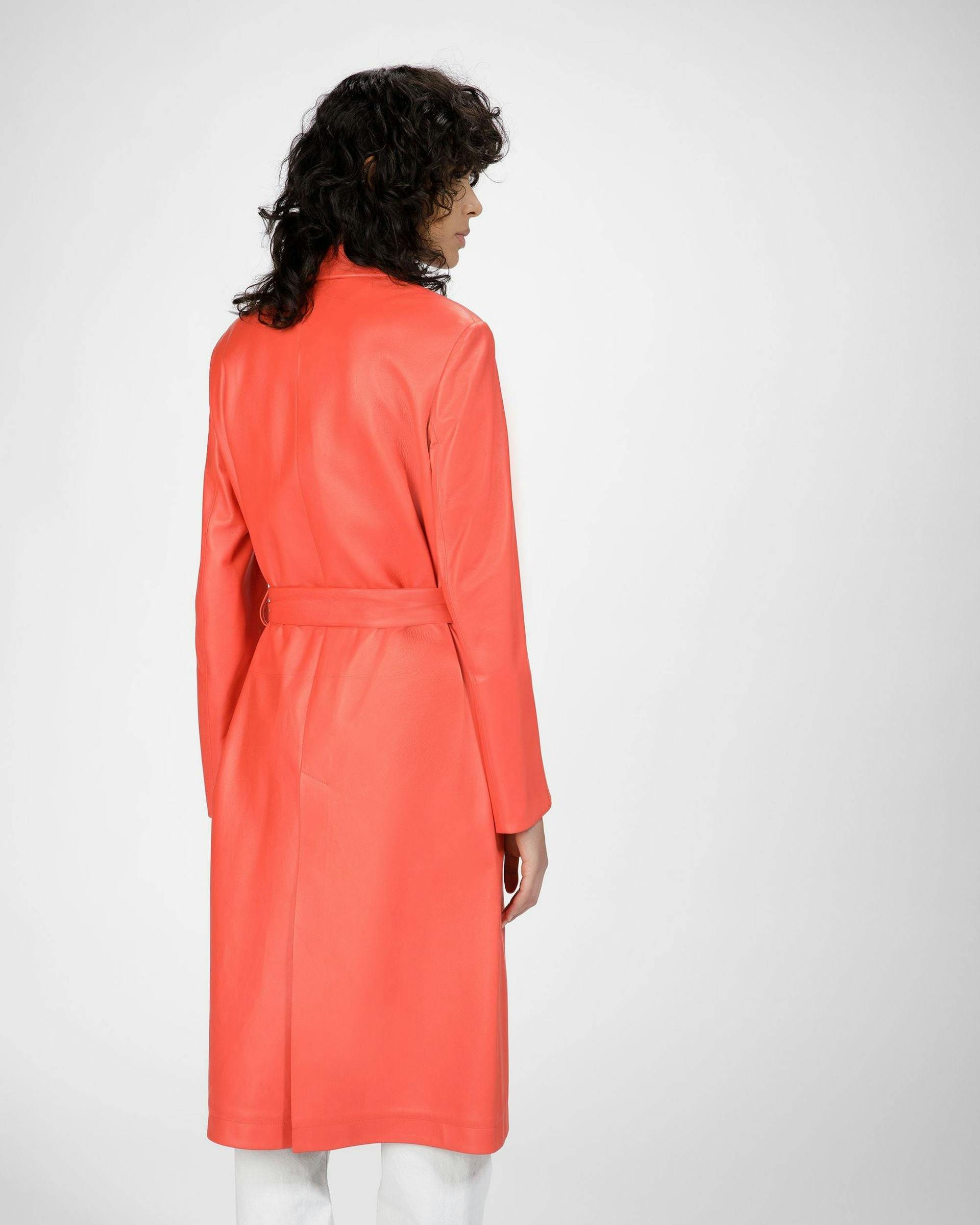 Leather Coat In Orange - Women's - Bally - 05