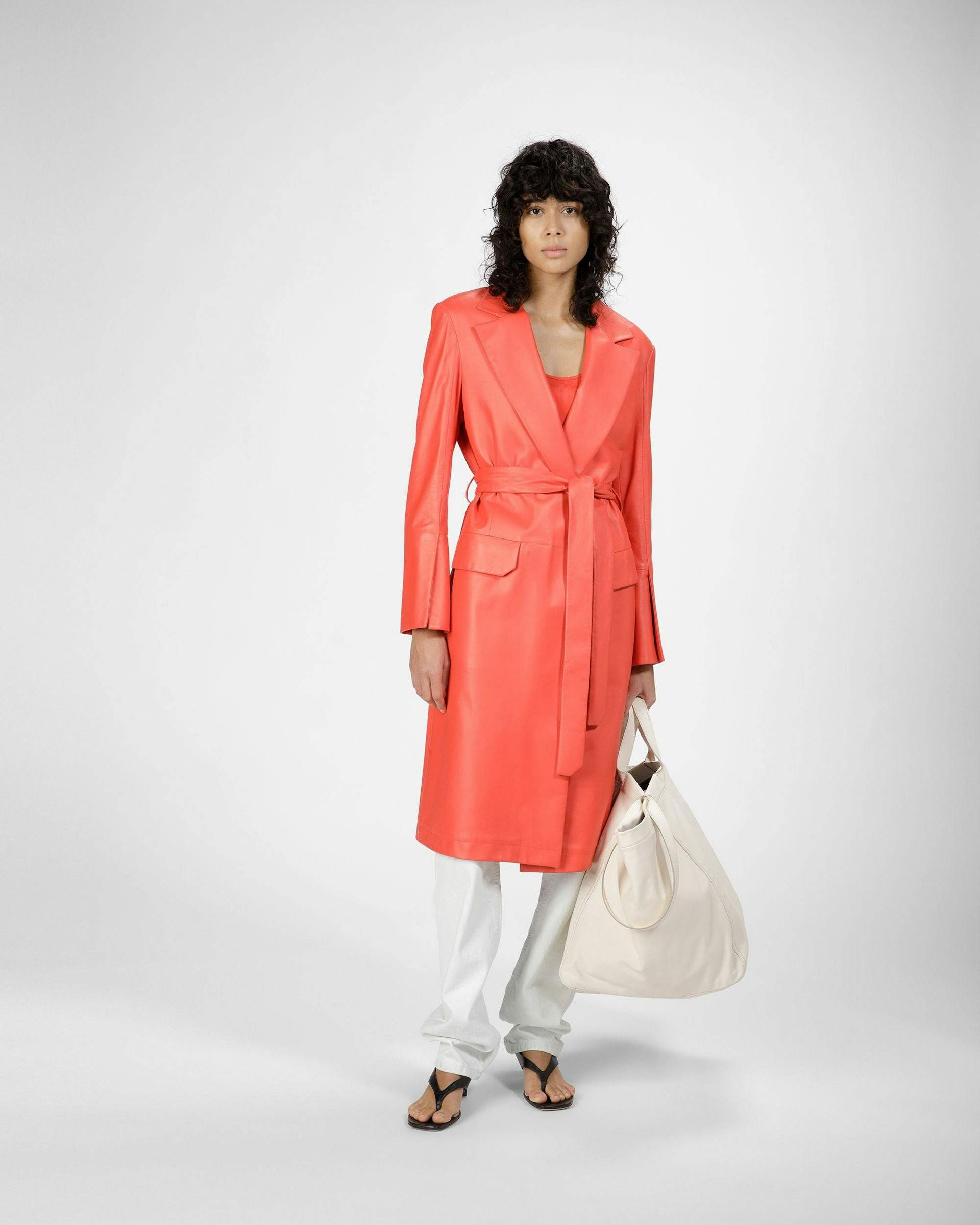 Leather Coat In Orange - Women's - Bally - 07