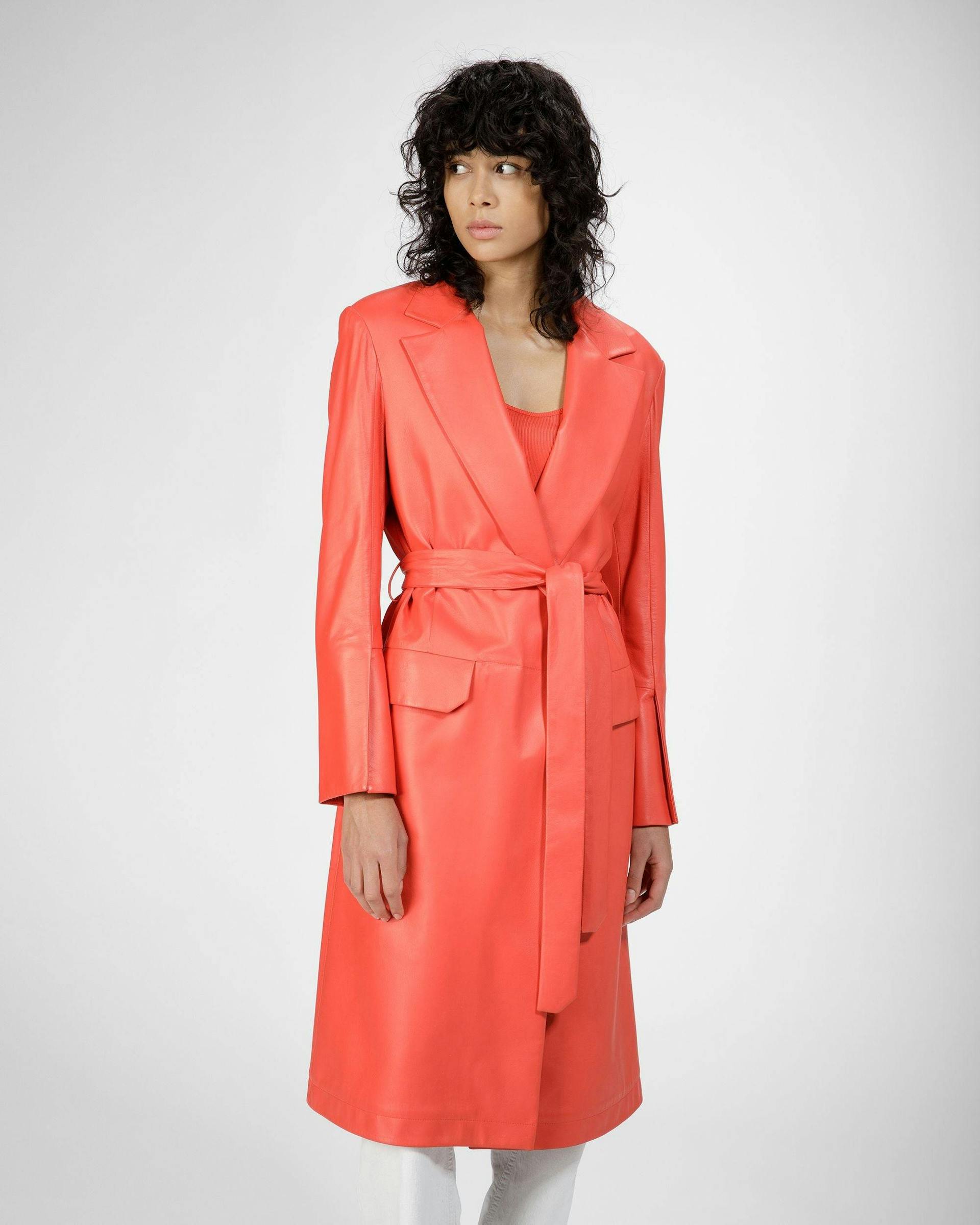 Leather Coat In Orange - Women's - Bally - 08