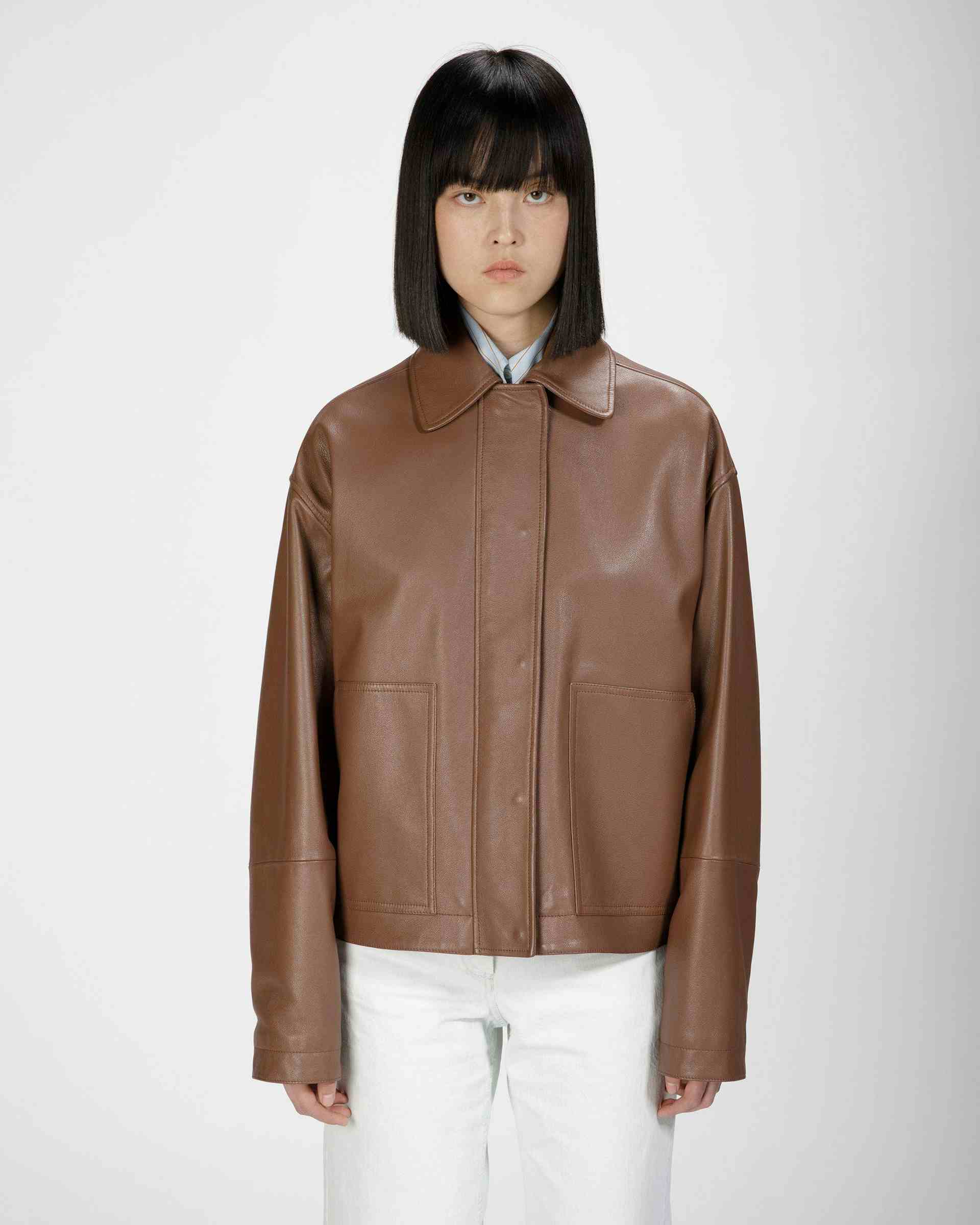 Leather Jacket In Brown - Women's - Bally