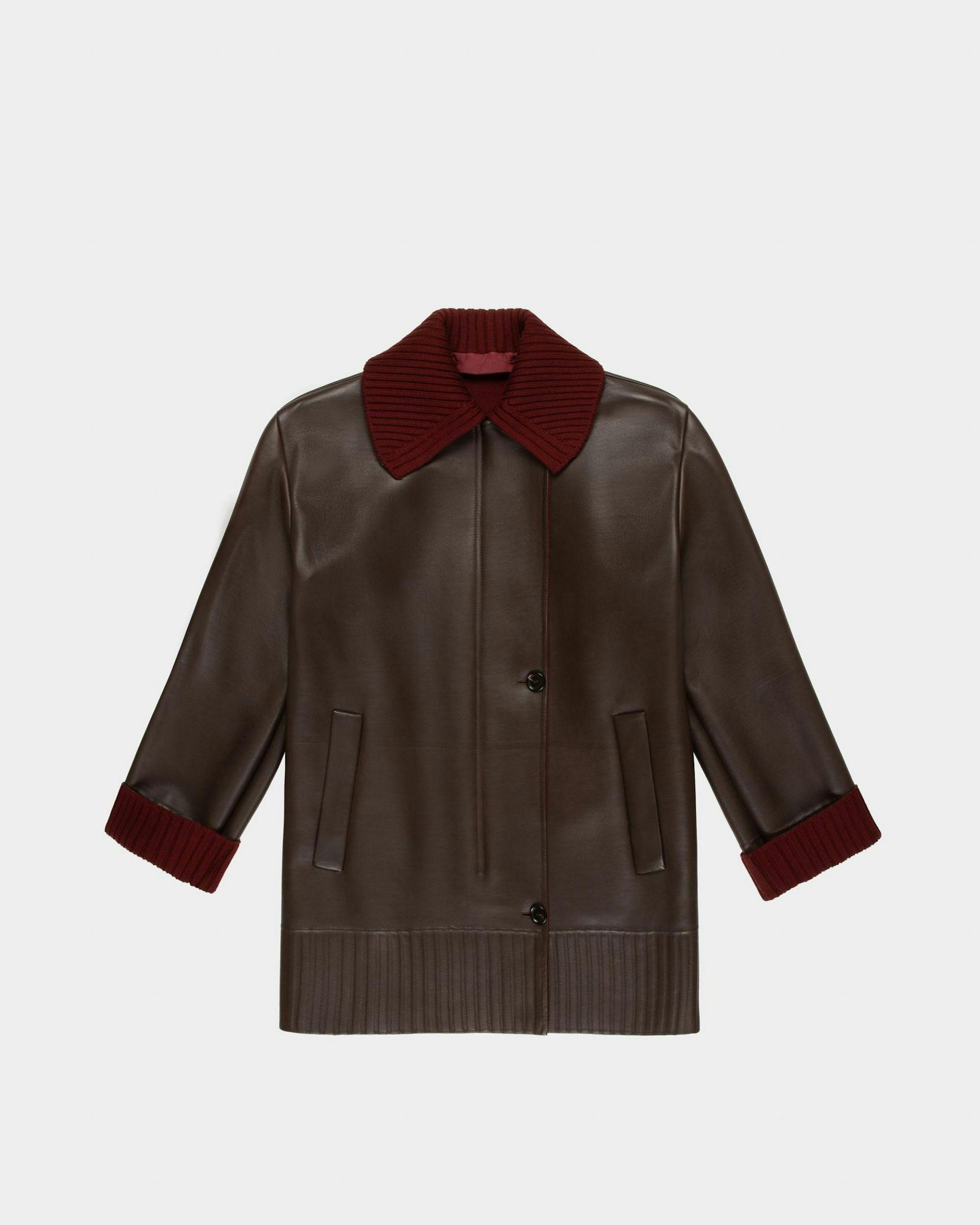 Leather Coat In Ebony Brown - Women's - Bally - 04