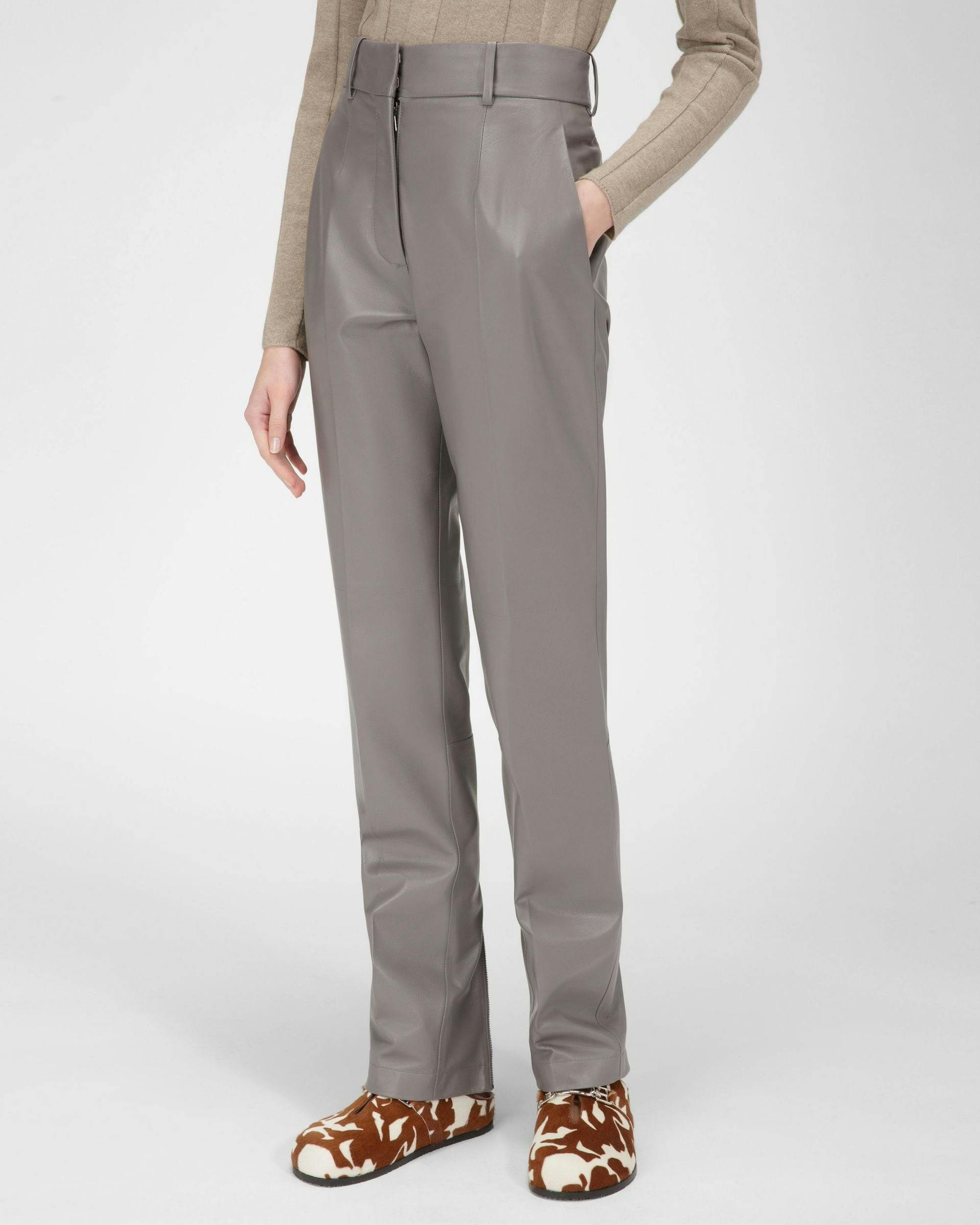 Leather Trousers In Grey - Women's - Bally - 01