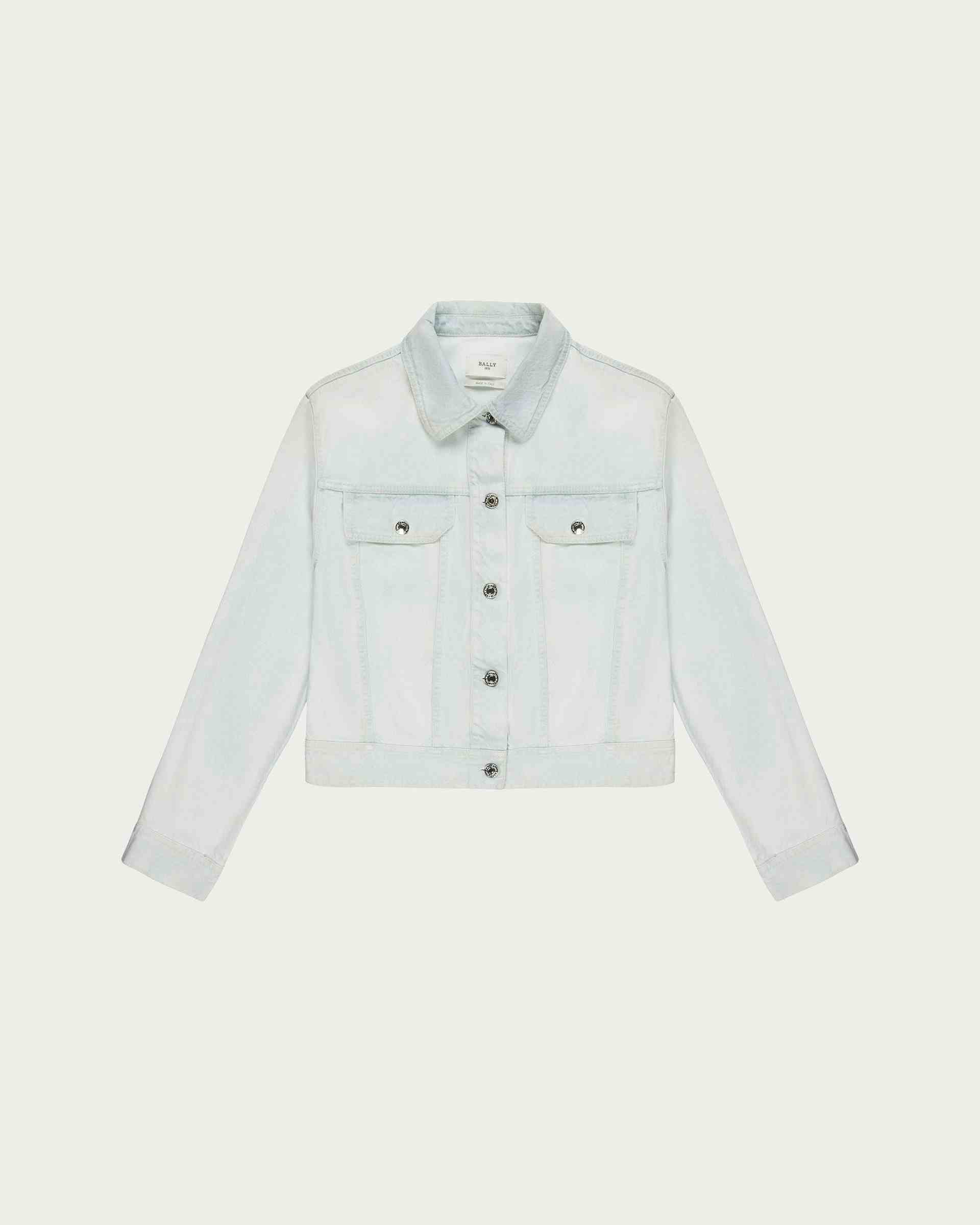 Cotton Denim Jacket In Bleached White - Women's - Bally