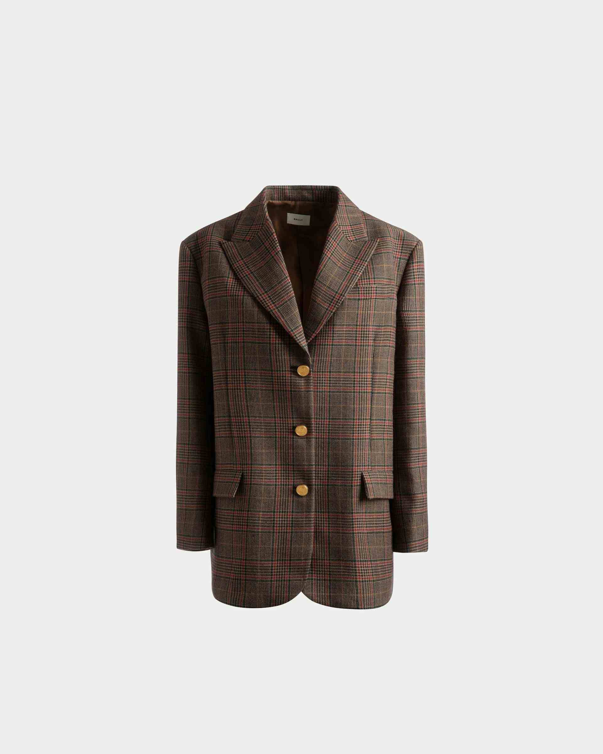 Checked Jacket In Multicolor Wool - Women's - Bally