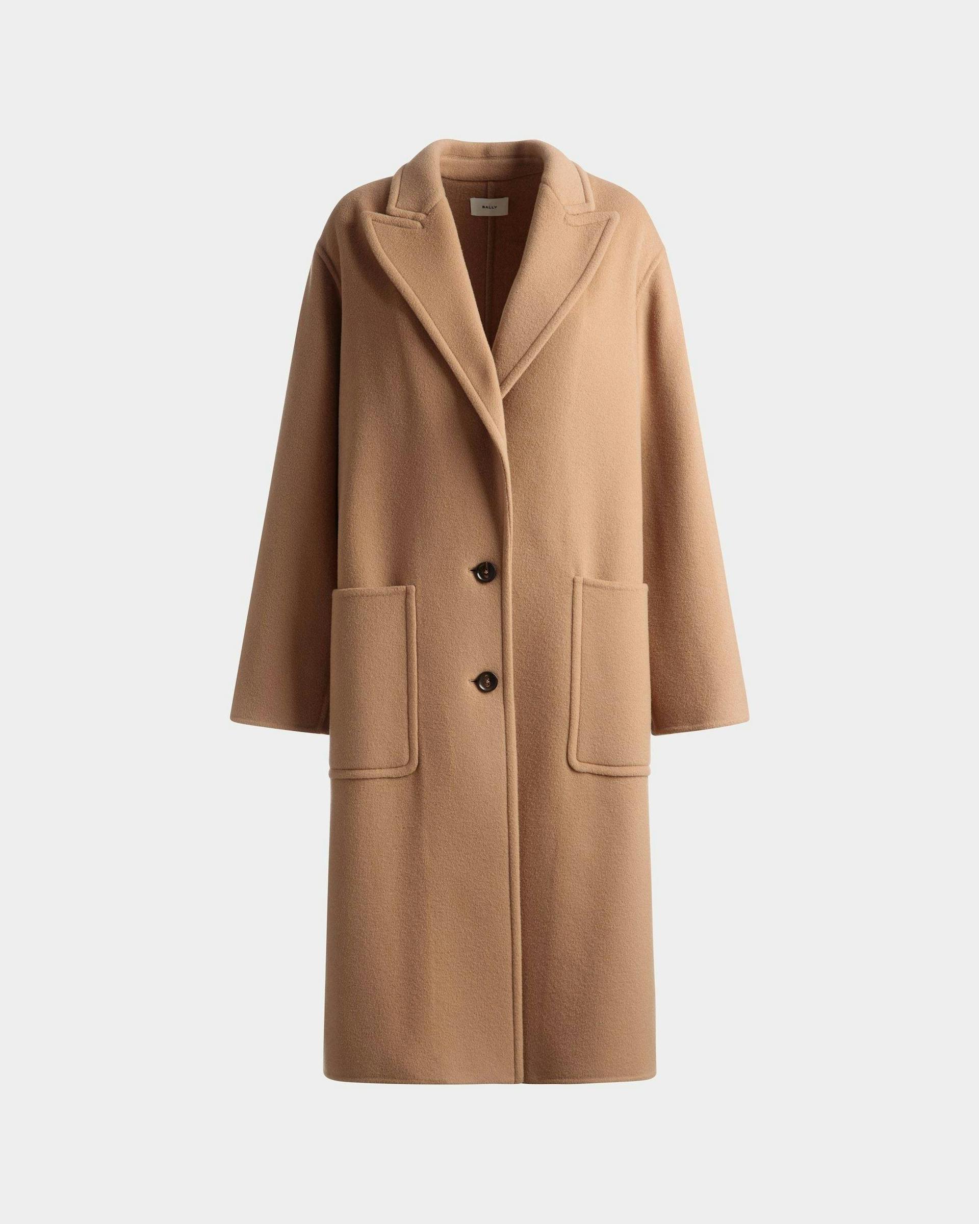 Single-Breasted Coat In Camel Cashmere Wool Mix - Women's - Bally - 01