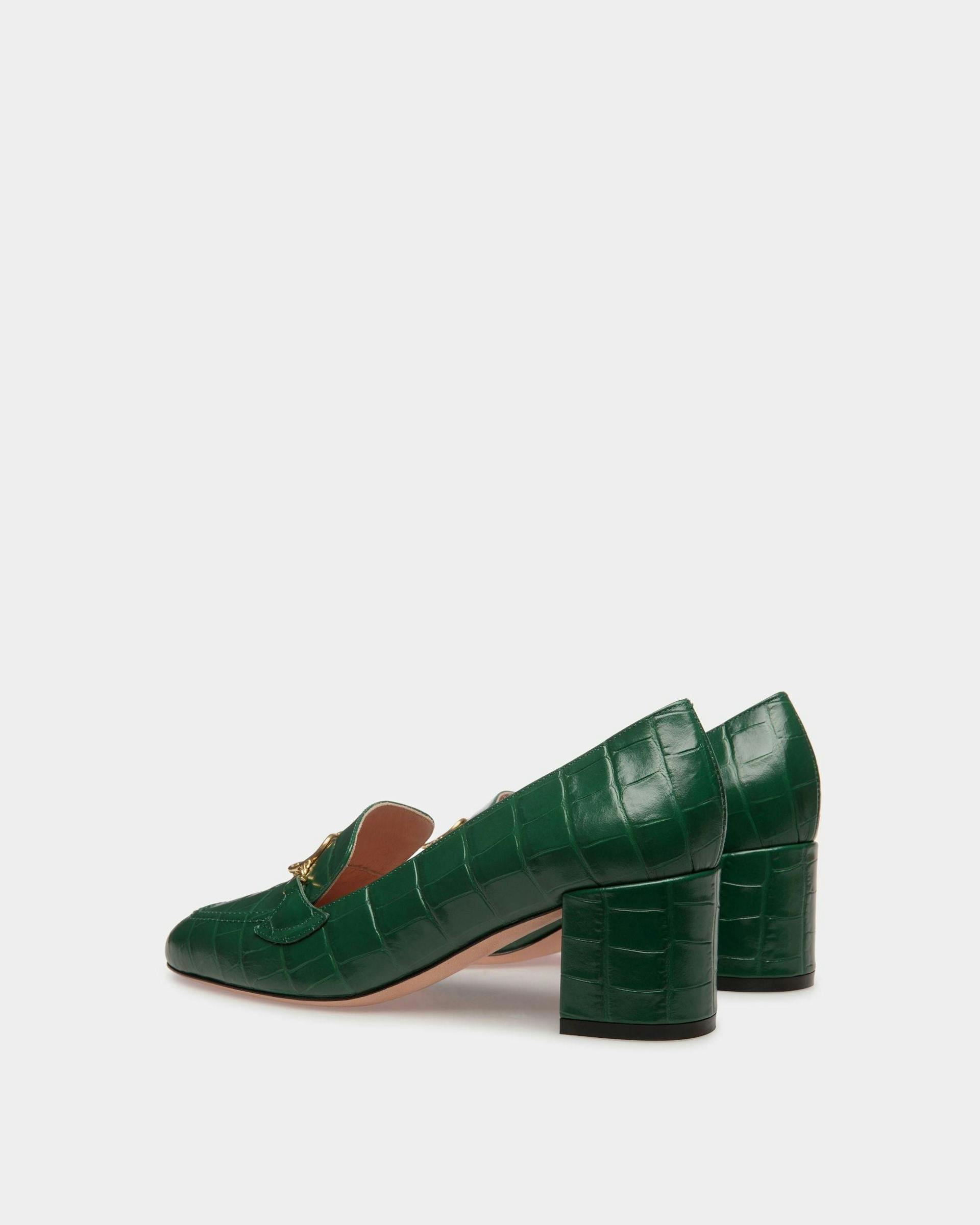 Daily Emblem Loafers In Kelly Green Leather - Women's - Bally - 03
