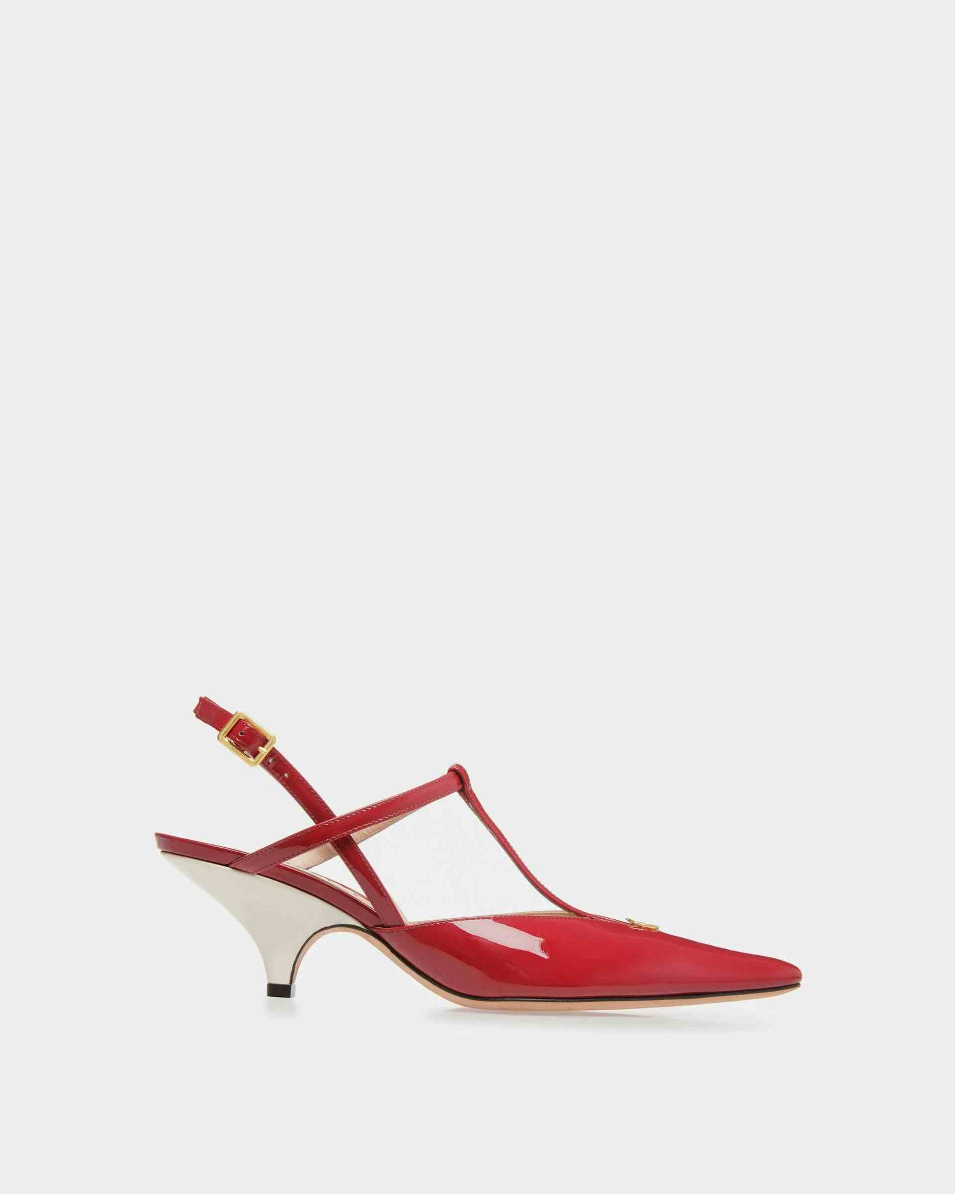 Katy Sling Pump In Ruby Red And Bone Leather - Women's - Bally