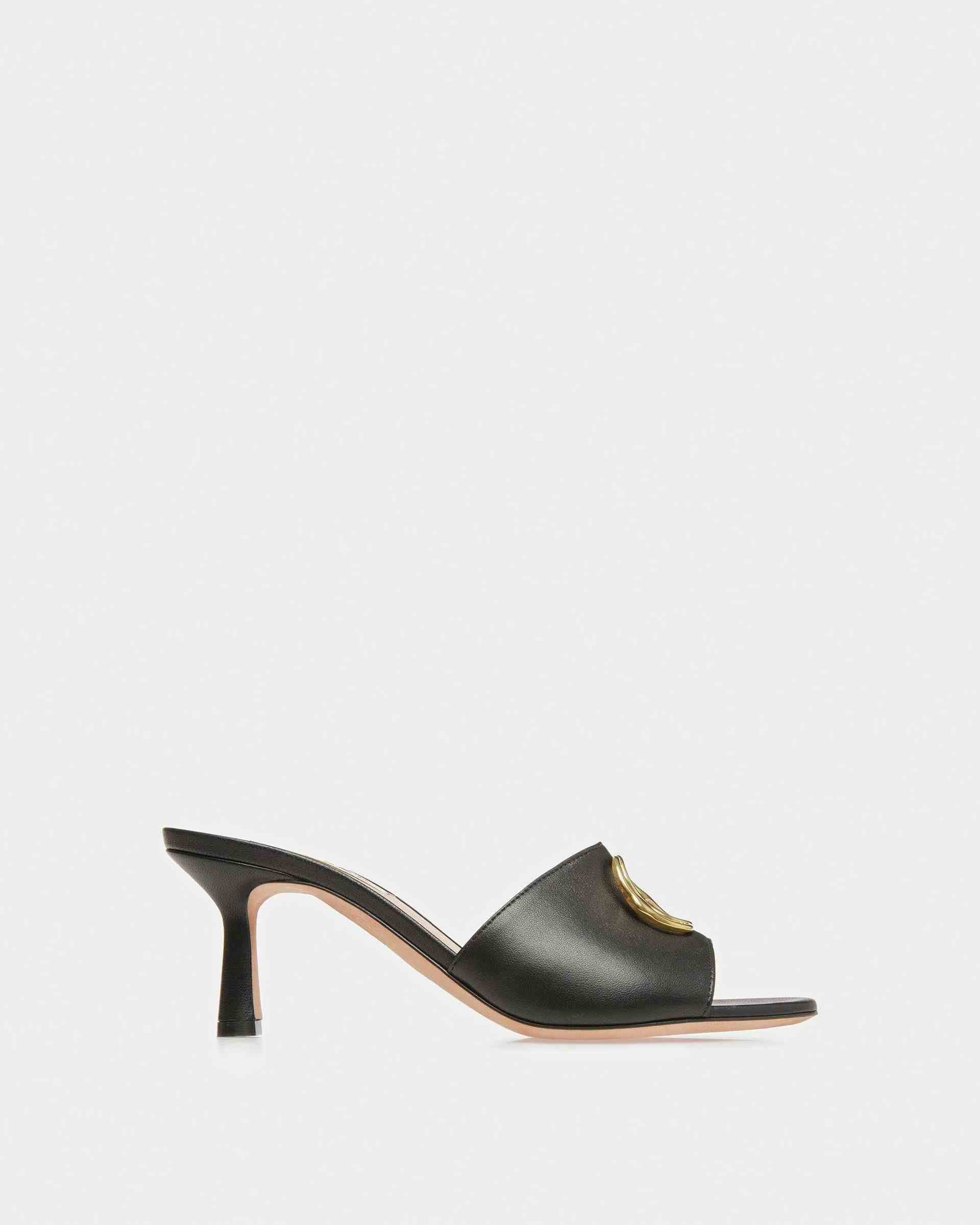 Emblem Sandals In Black Leather - Women's - Bally