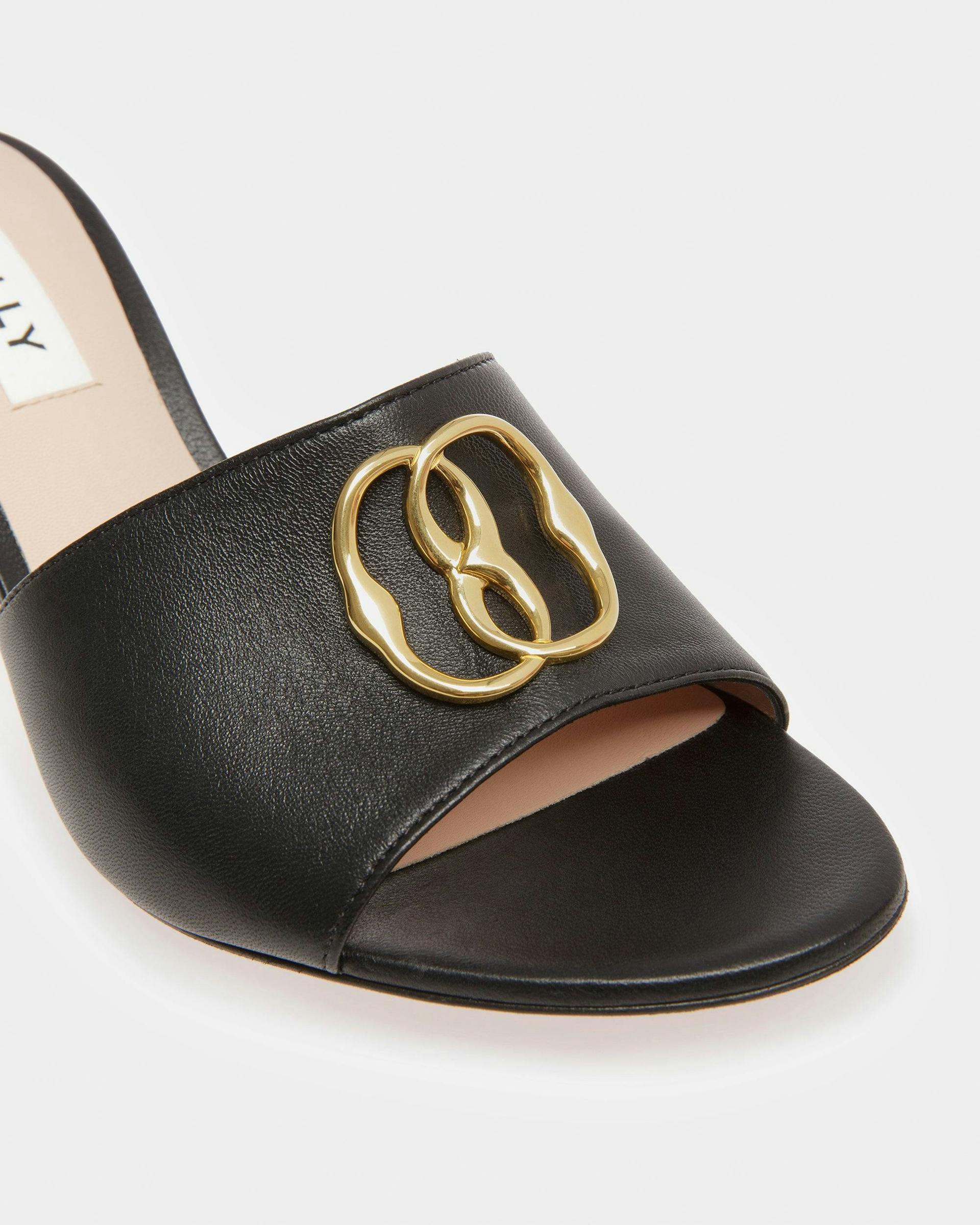 Women's Emblem Sandals In Black Leather | Bally | Still Life Detail