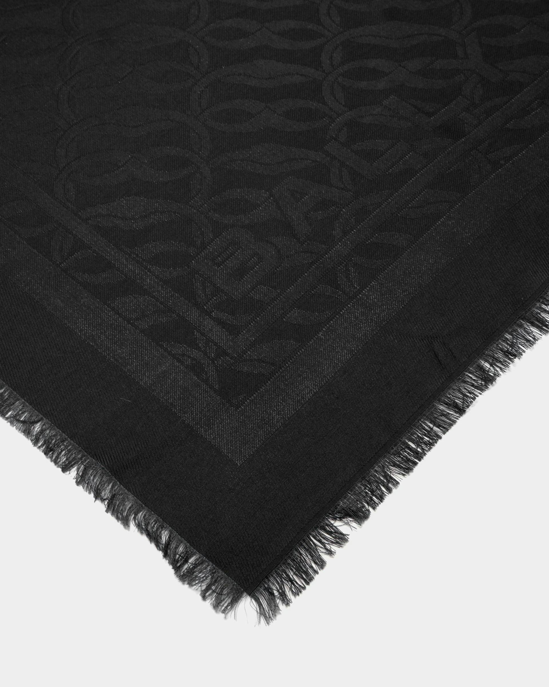 Women's Emblem Print Square Scarf In Black Silk | Bally | Still Life Detail