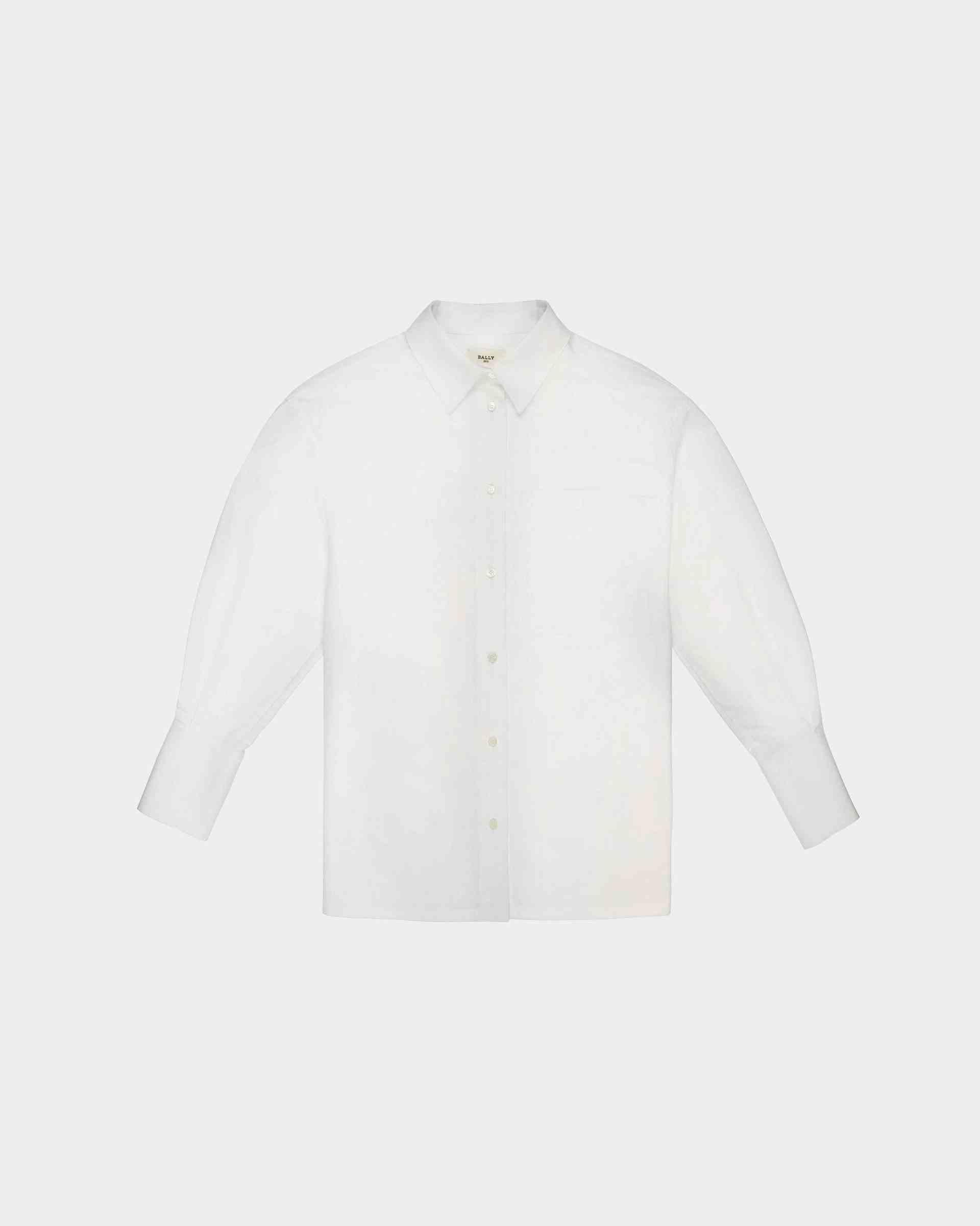 Long Sleeve Cotton Shirt In White - Women's - Bally