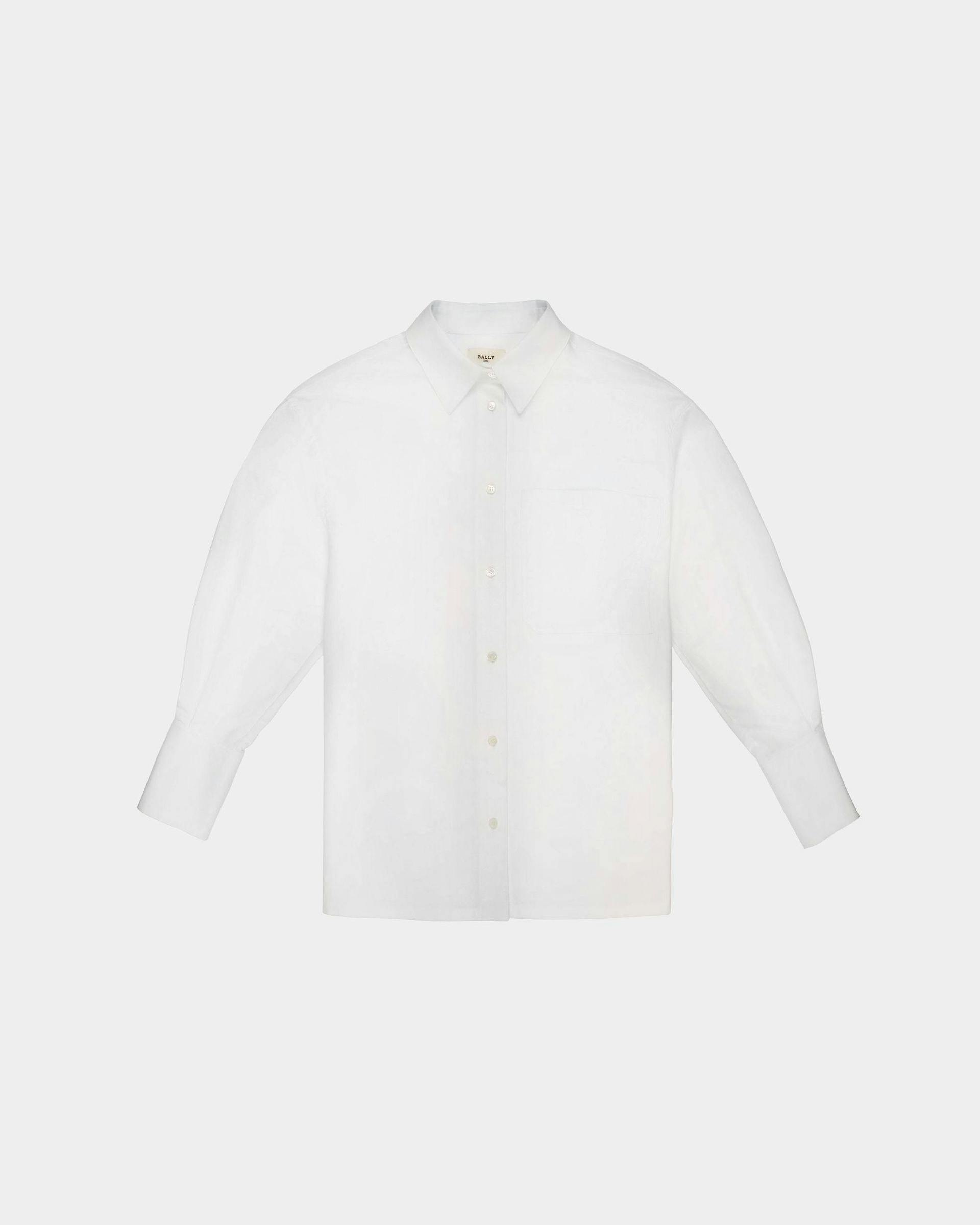 Long Sleeve Cotton Shirt In White - Women's - Bally - 01