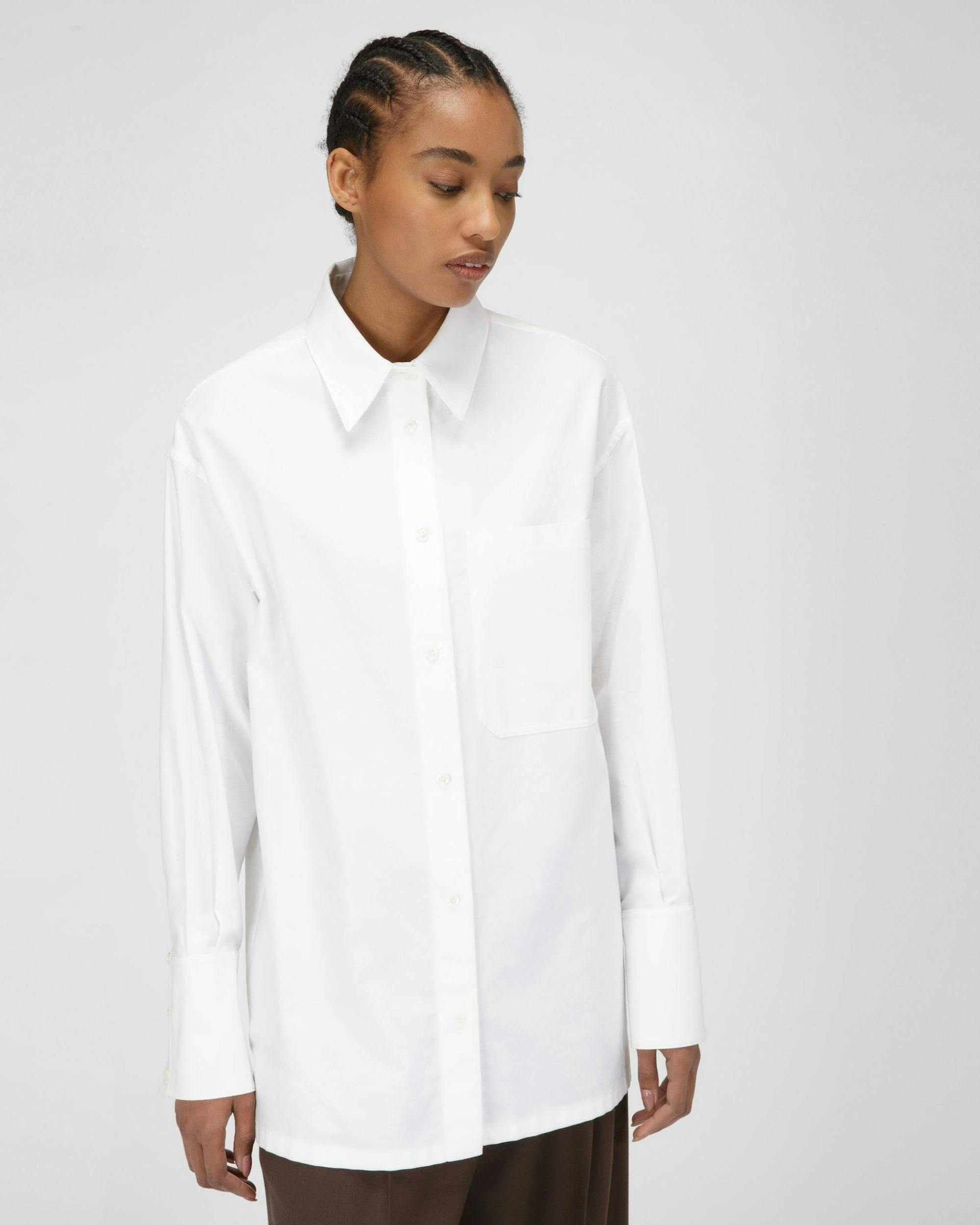 Long Sleeve Cotton Shirt In White - Women's - Bally - 03