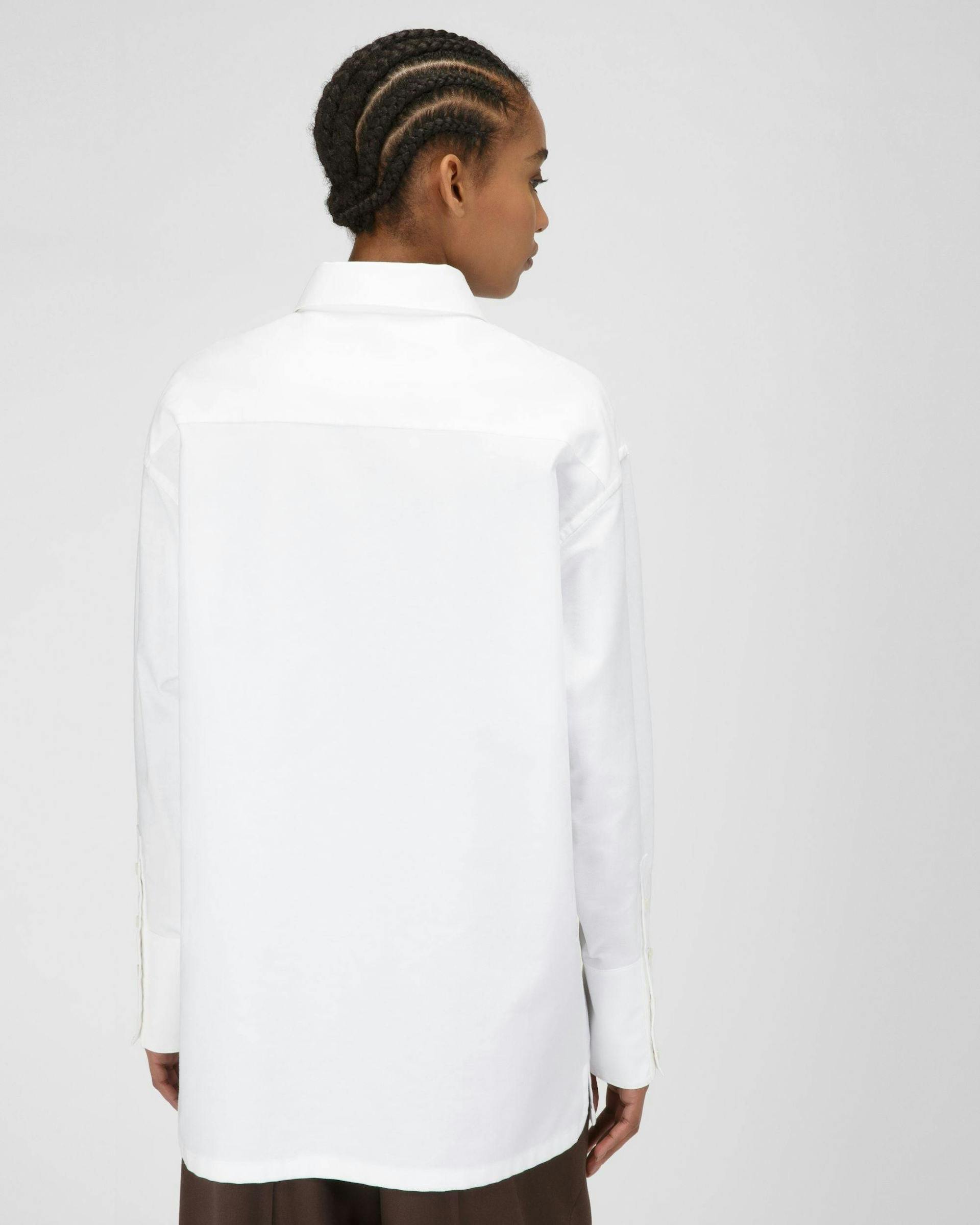 Long Sleeve Cotton Shirt In White - Women's - Bally - 05