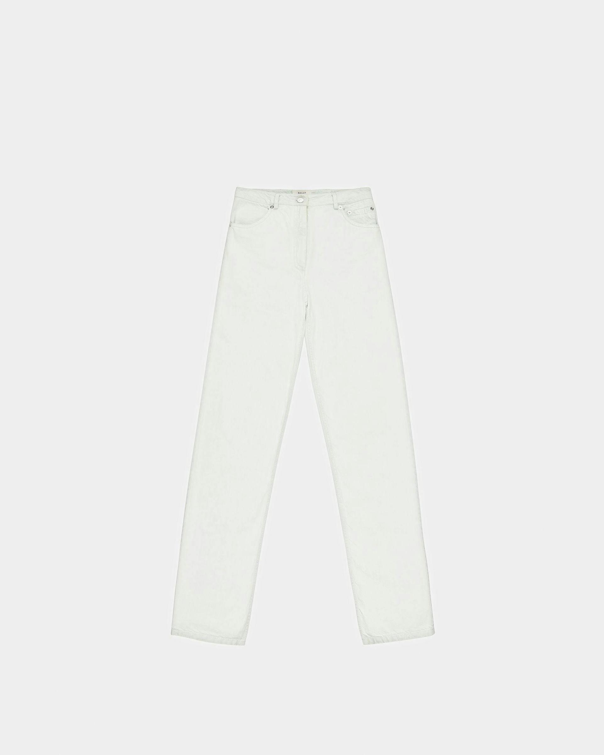 Cotton Denim Trousers In Bleached White - Women's - Bally - 01