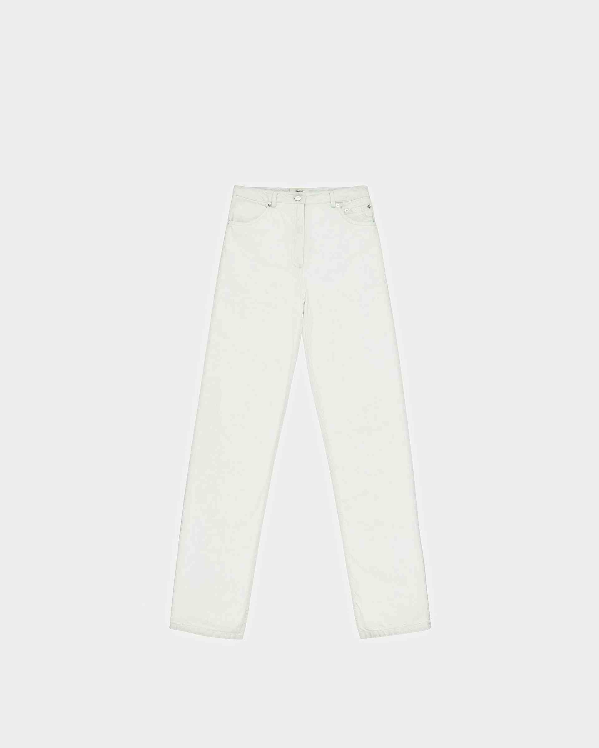 Pantalon En Denim De Coton Blanc Délavé - Femme - Bally