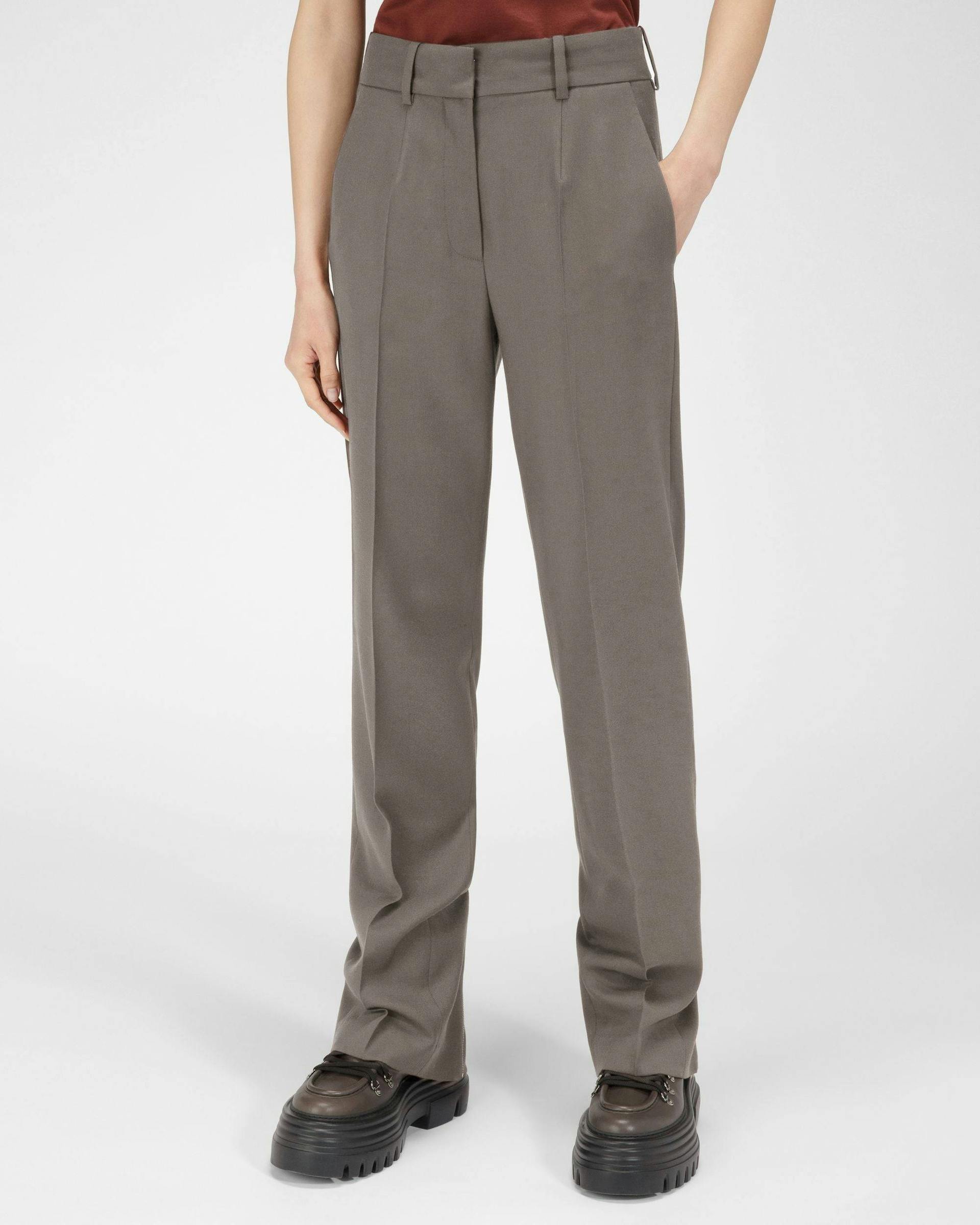 Wool & Cotton Trousers In Grey - Women's - Bally - 01
