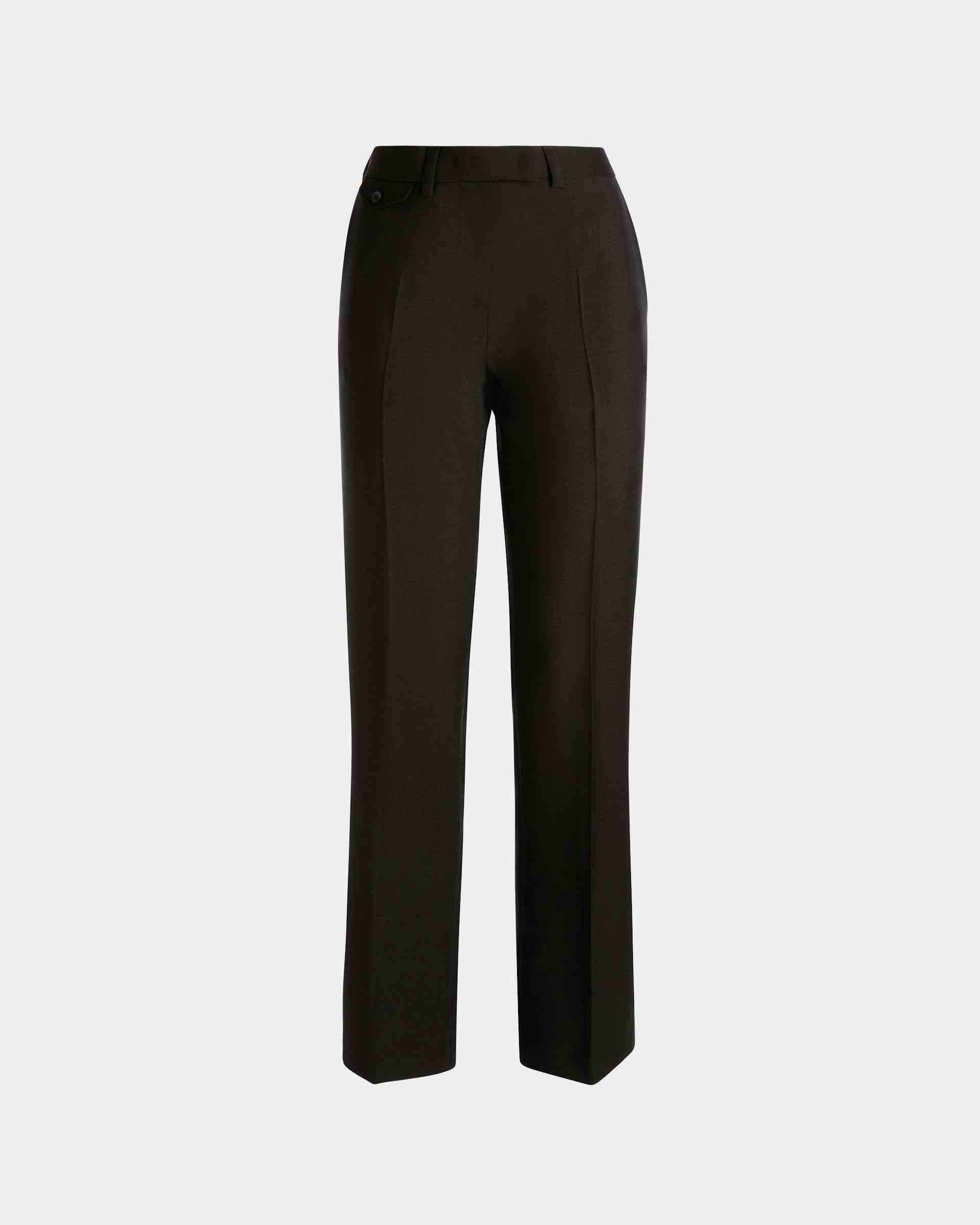 Tailored Straight Leg Pants In Black Mohair Wool Mix - Women's - Bally