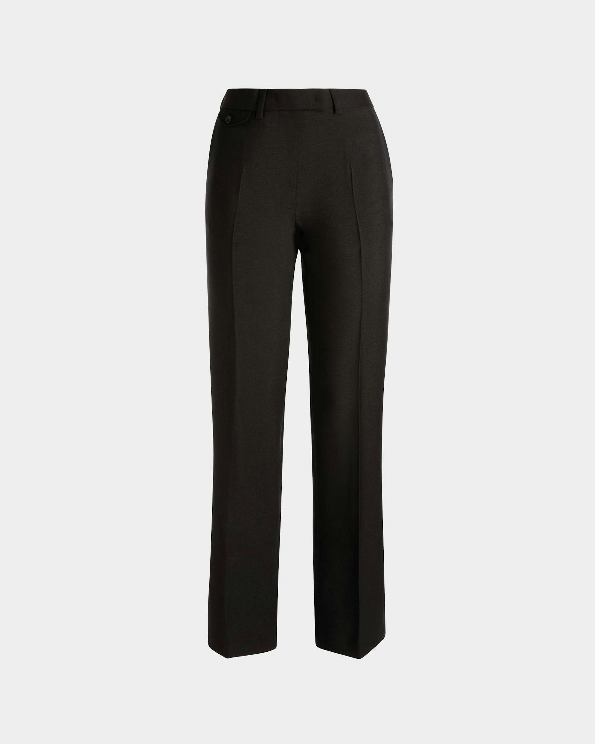 Tailored Straight Leg Pants In Black Mohair Wool Mix - Women's - Bally - 01