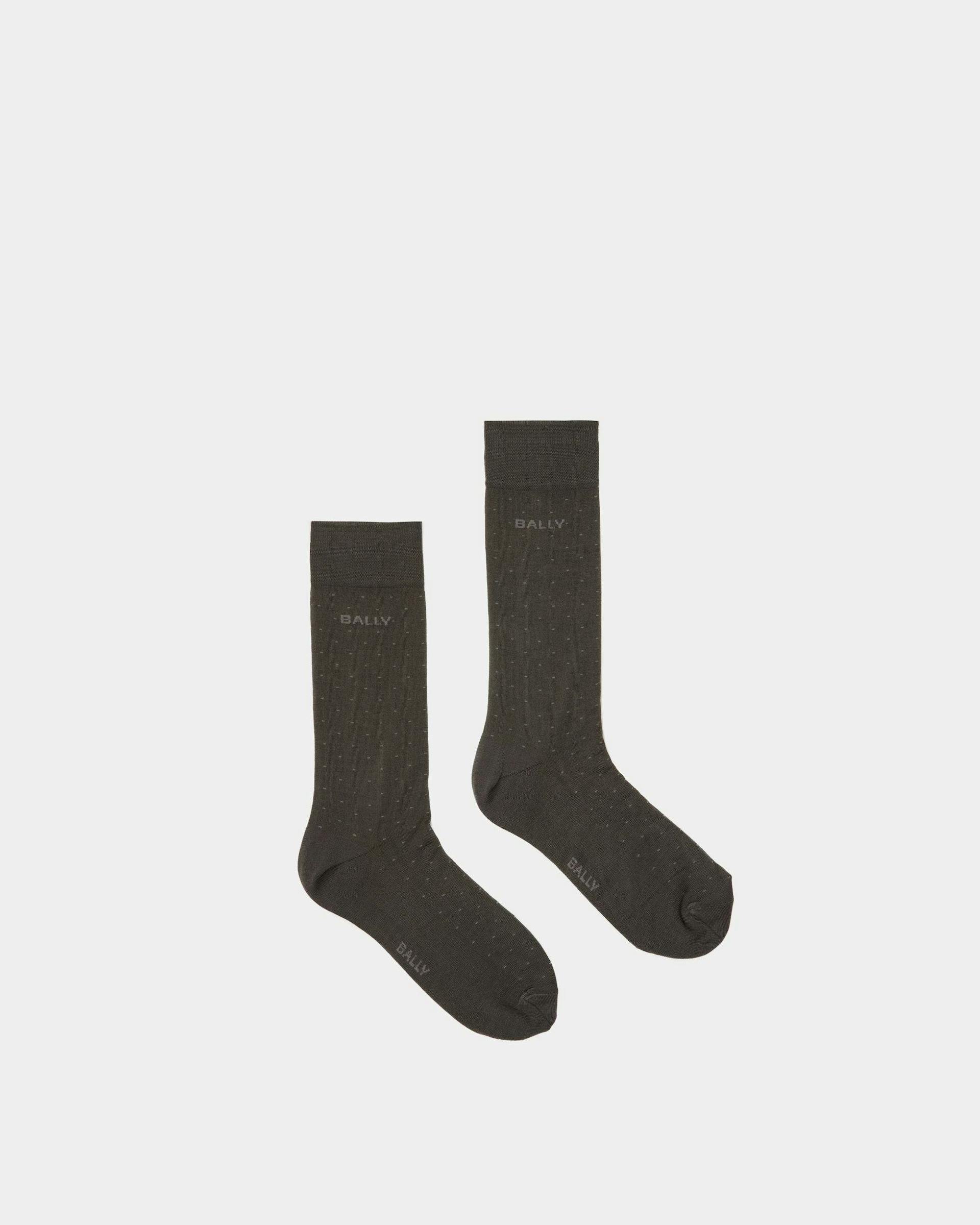 Men's Ribbed Logo Socks In Gray Cotton Mix | Bally