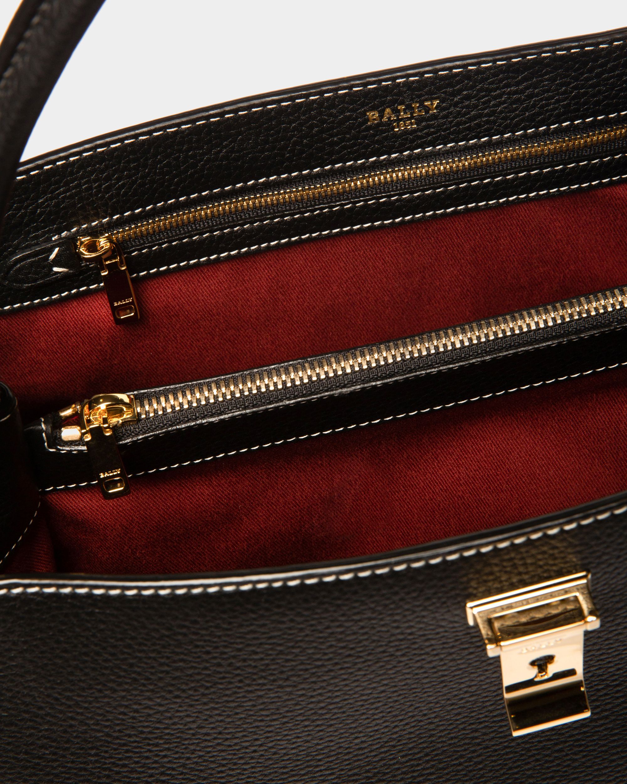 Layka Sac À Main À Anses En Cuir Noir - Femme - Bally - 05