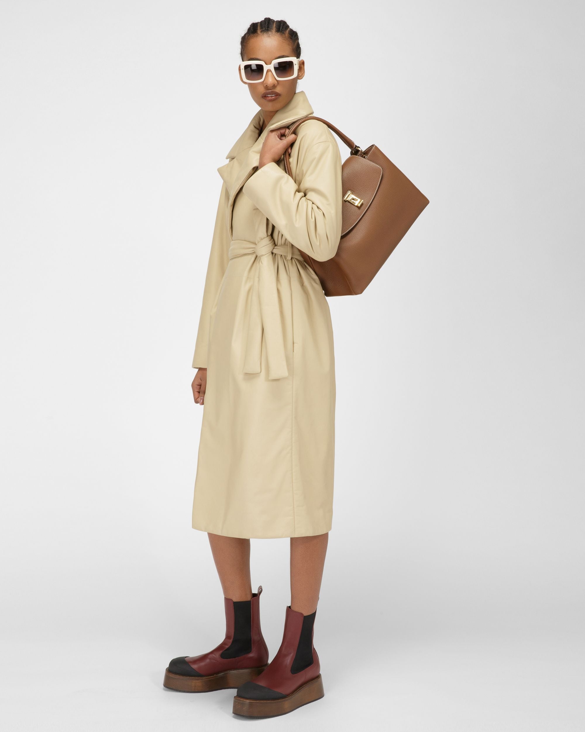 Layka Henkeltasche Aus Braunem Leder - Damen - Bally - 02