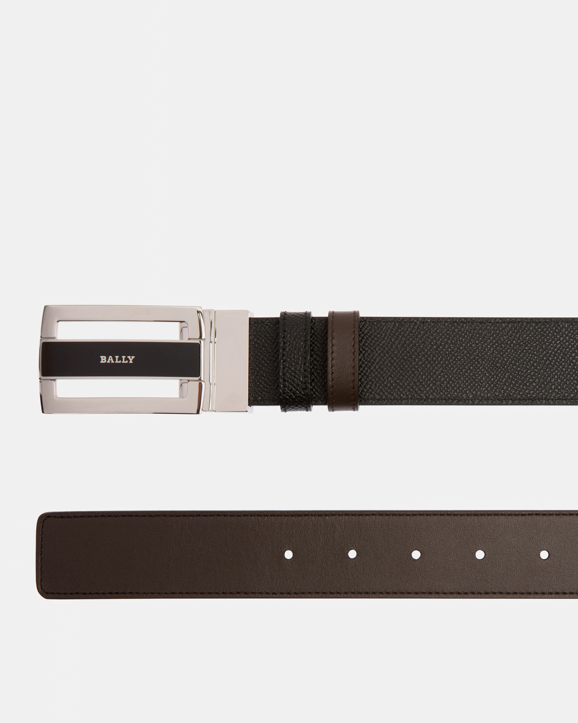 Fabazia Ceinture 35 Mm En Cuir Noir Et Marron - Homme - Bally - 02