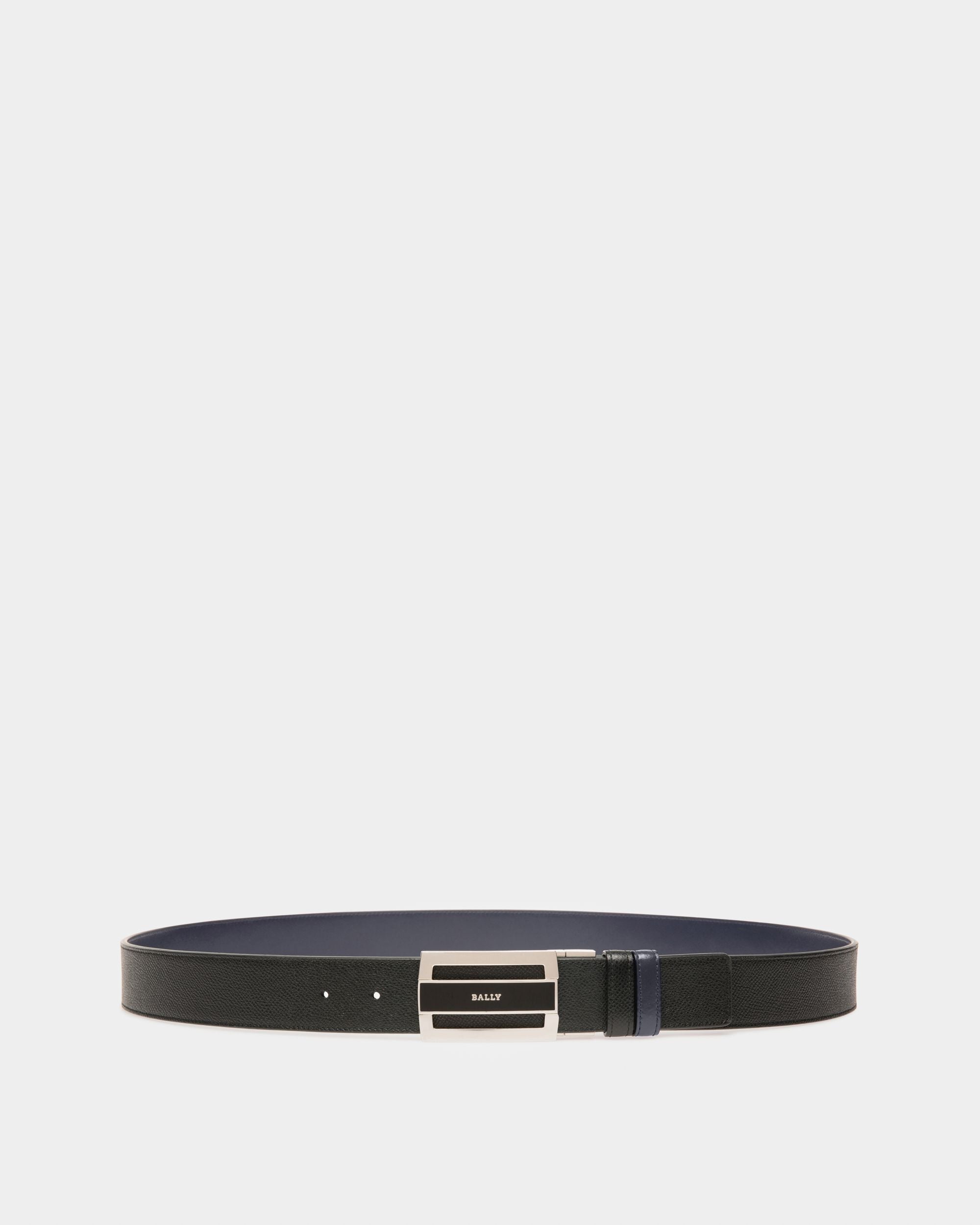 Fabazia Leather 35mm Belt In Black & Navy - Herren - Bally - 01