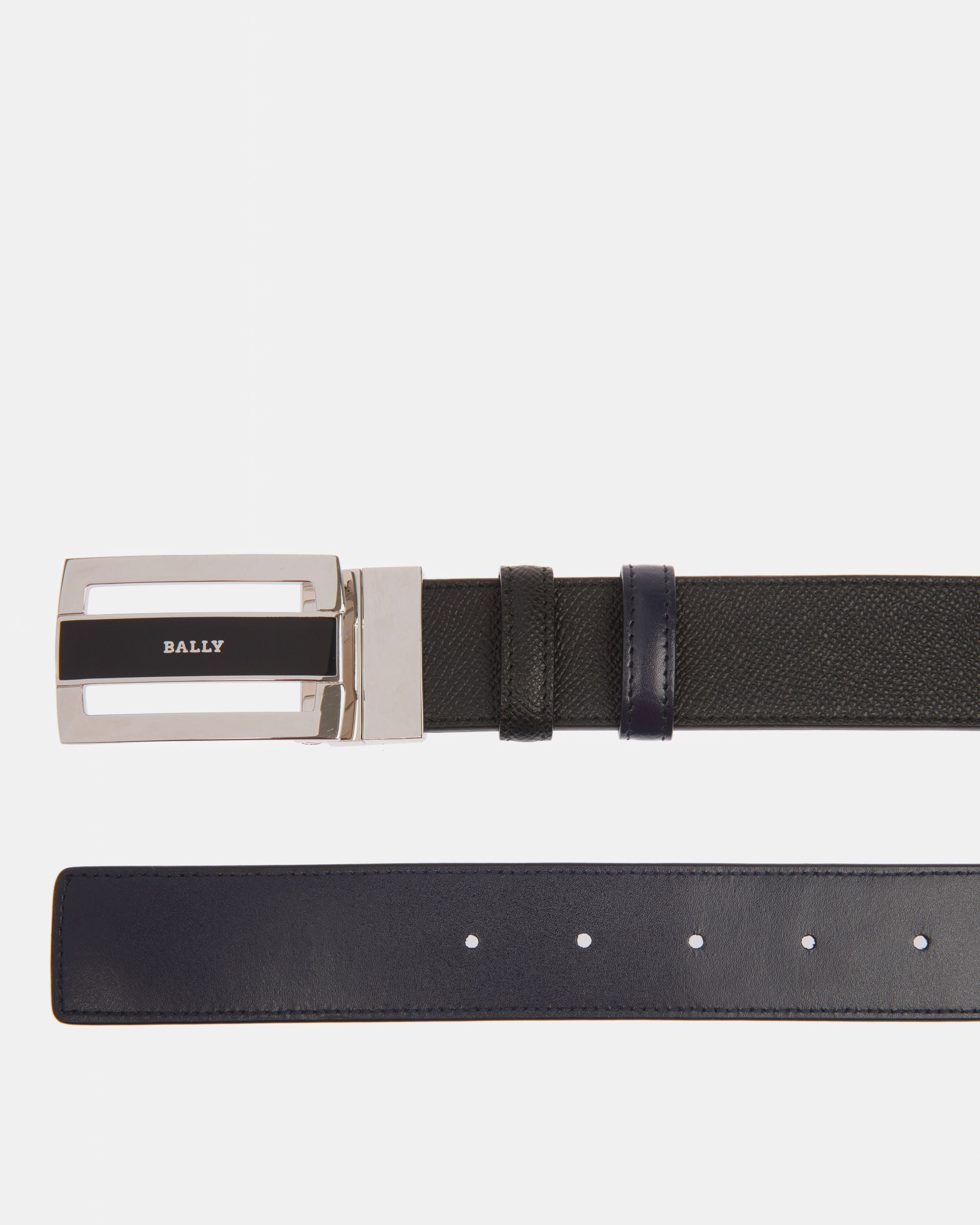 Fabazia Leather 35mm Belt In Black & Navy - Herren - Bally - 02