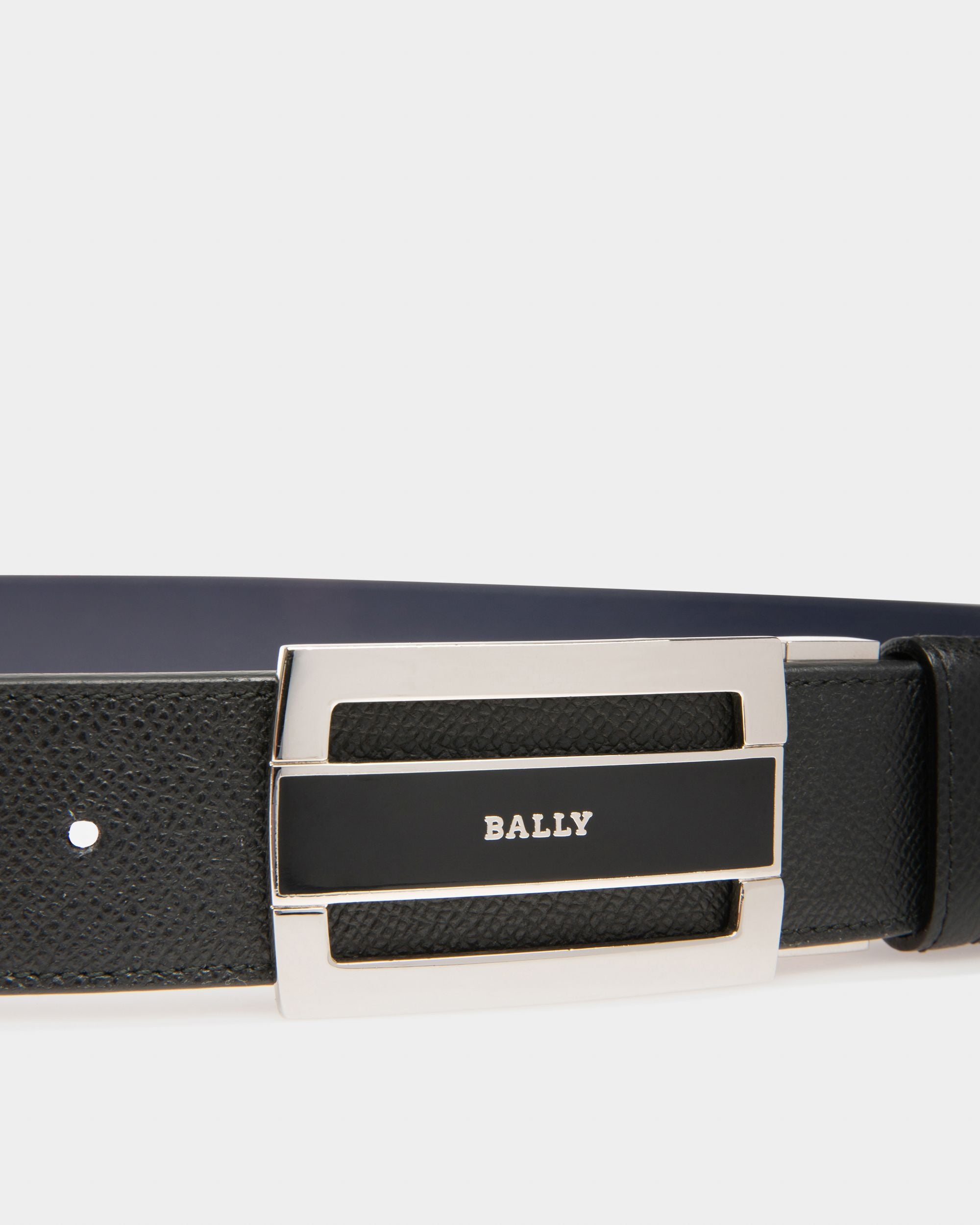 Fabazia Leather 35mm Belt In Black & Navy - Herren - Bally - 03