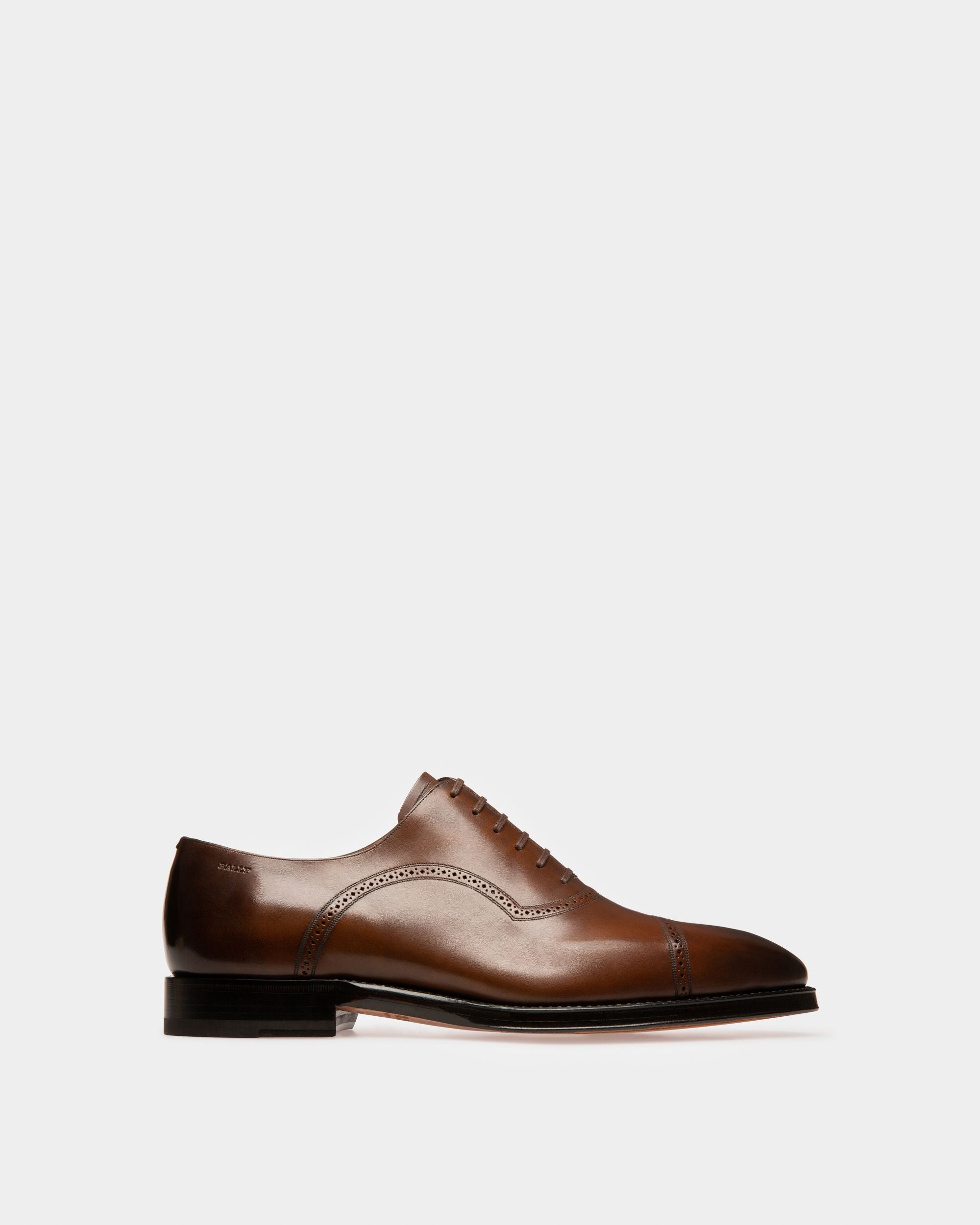 Scanio Men's Leather Oxford Lace-Up Shoe In Mid Brown - Homme - Bally - 01
