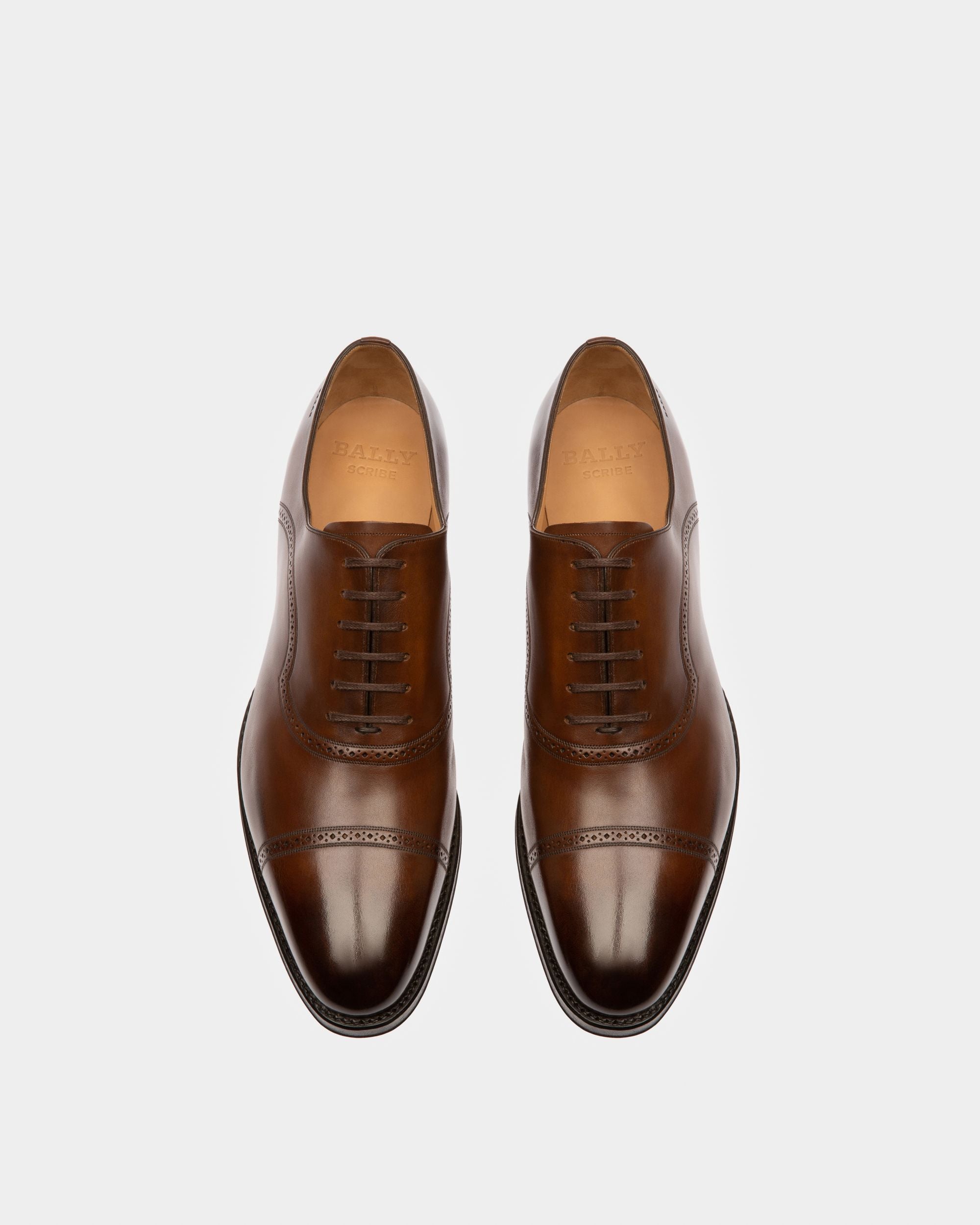 Scanio Men's Leather Oxford Lace-Up Shoe In Mid Brown - Homme - Bally - 02
