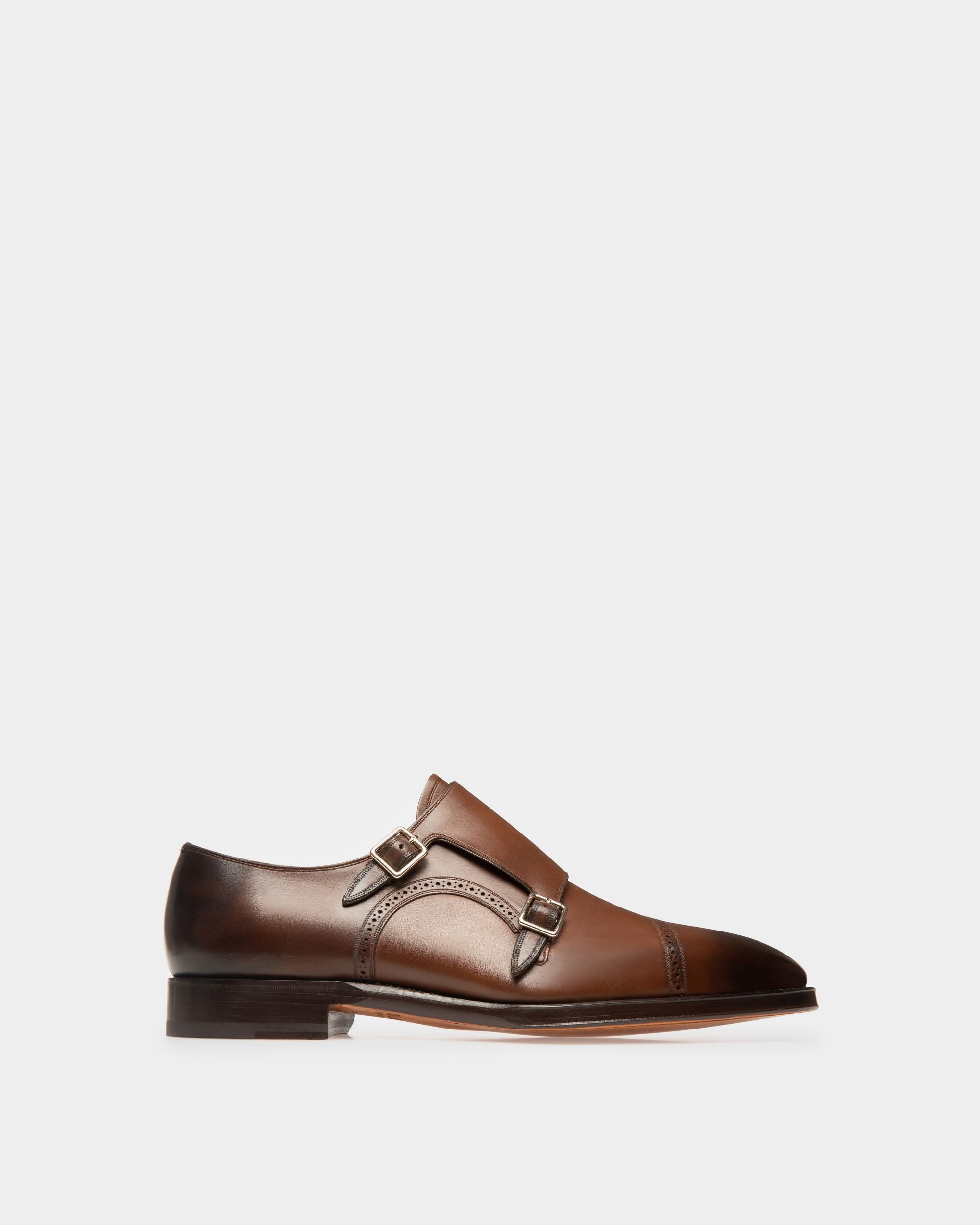 Chaussures Monkstrap Pour Homme En Cuir Marron Moyen - Homme - Bally - 01