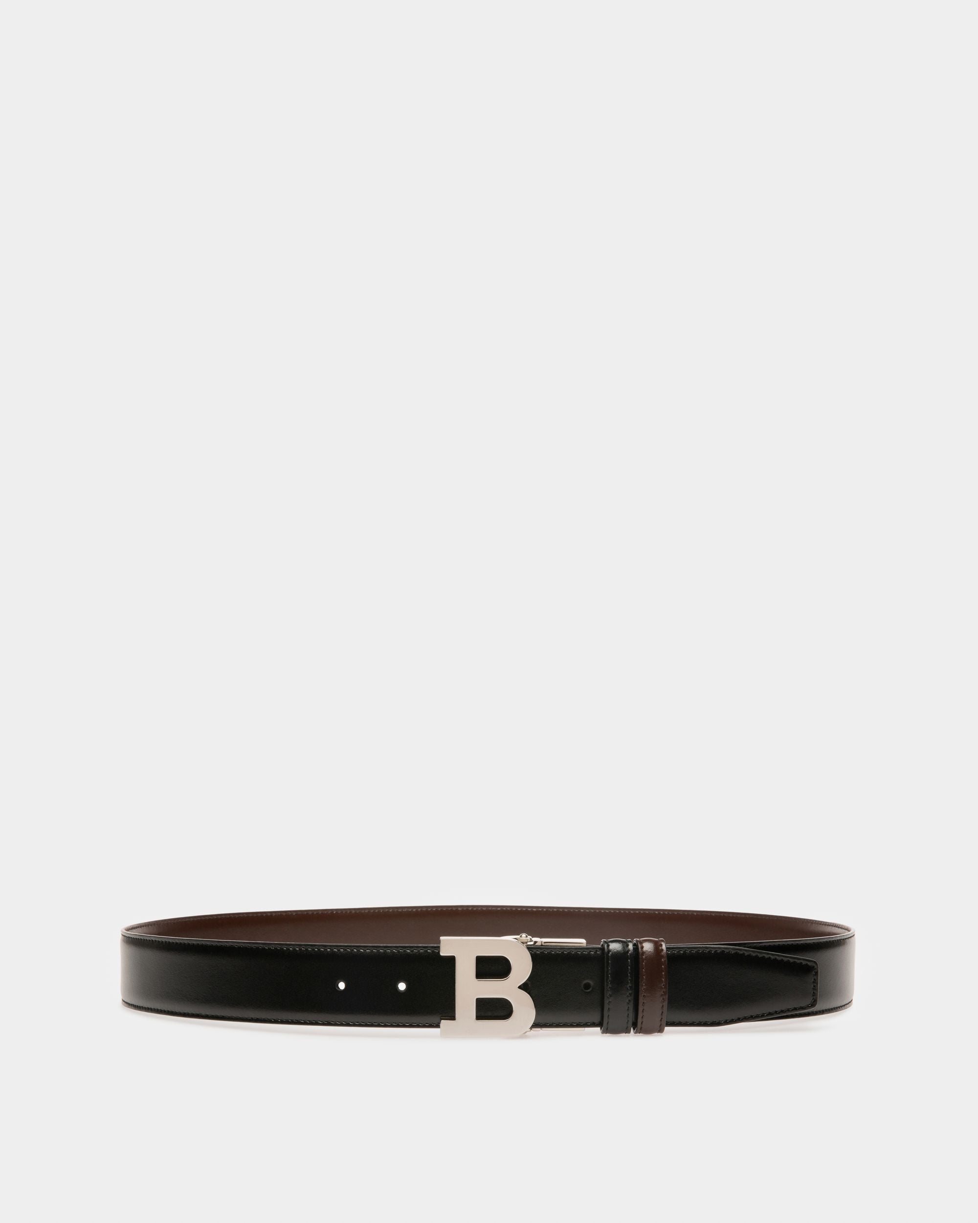 Boucle B Ceinture 35 Mm En Cuir Noir Et Marron - Homme - Bally - 01