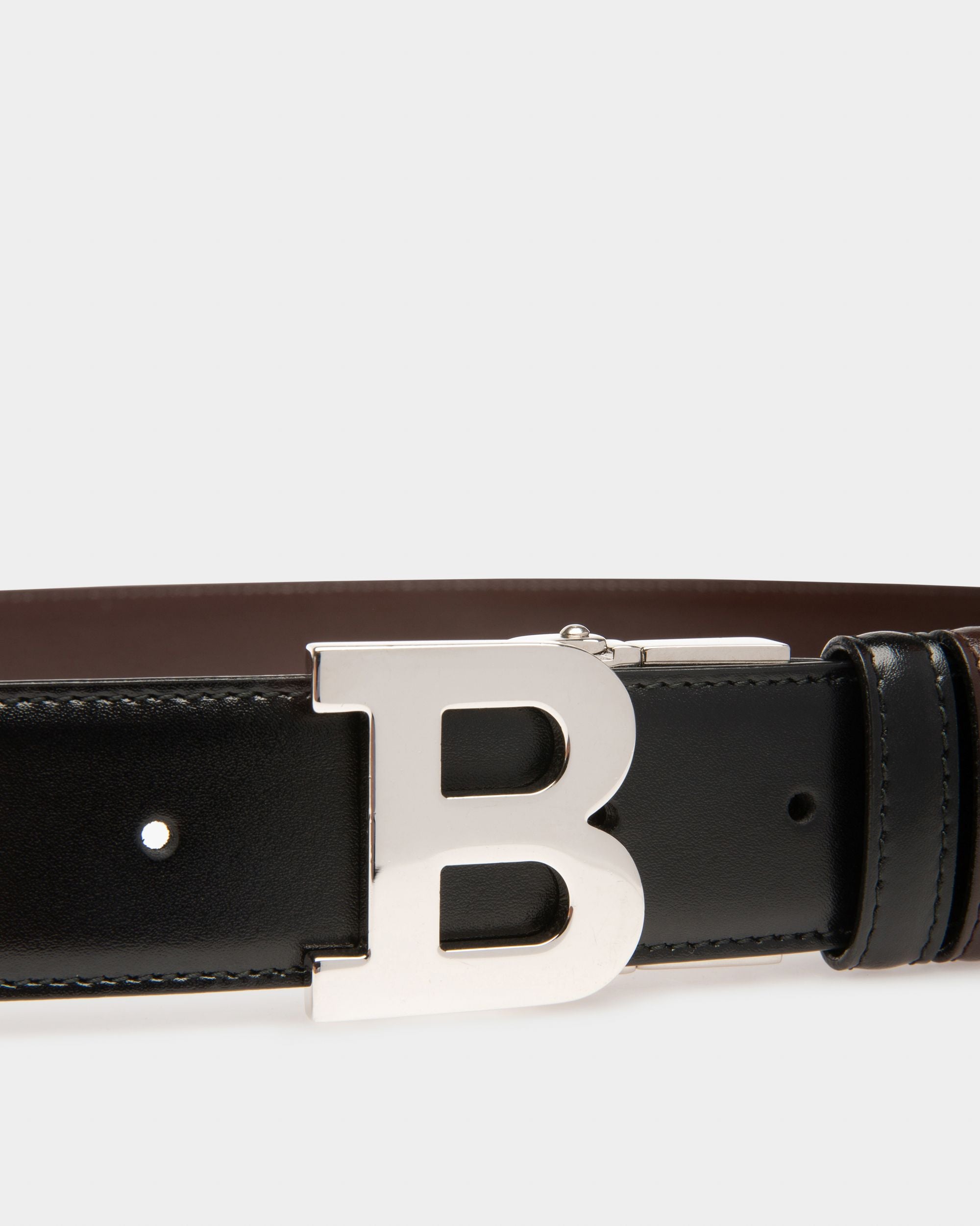 Boucle B Ceinture 35 Mm En Cuir Noir Et Marron - Homme - Bally - 03