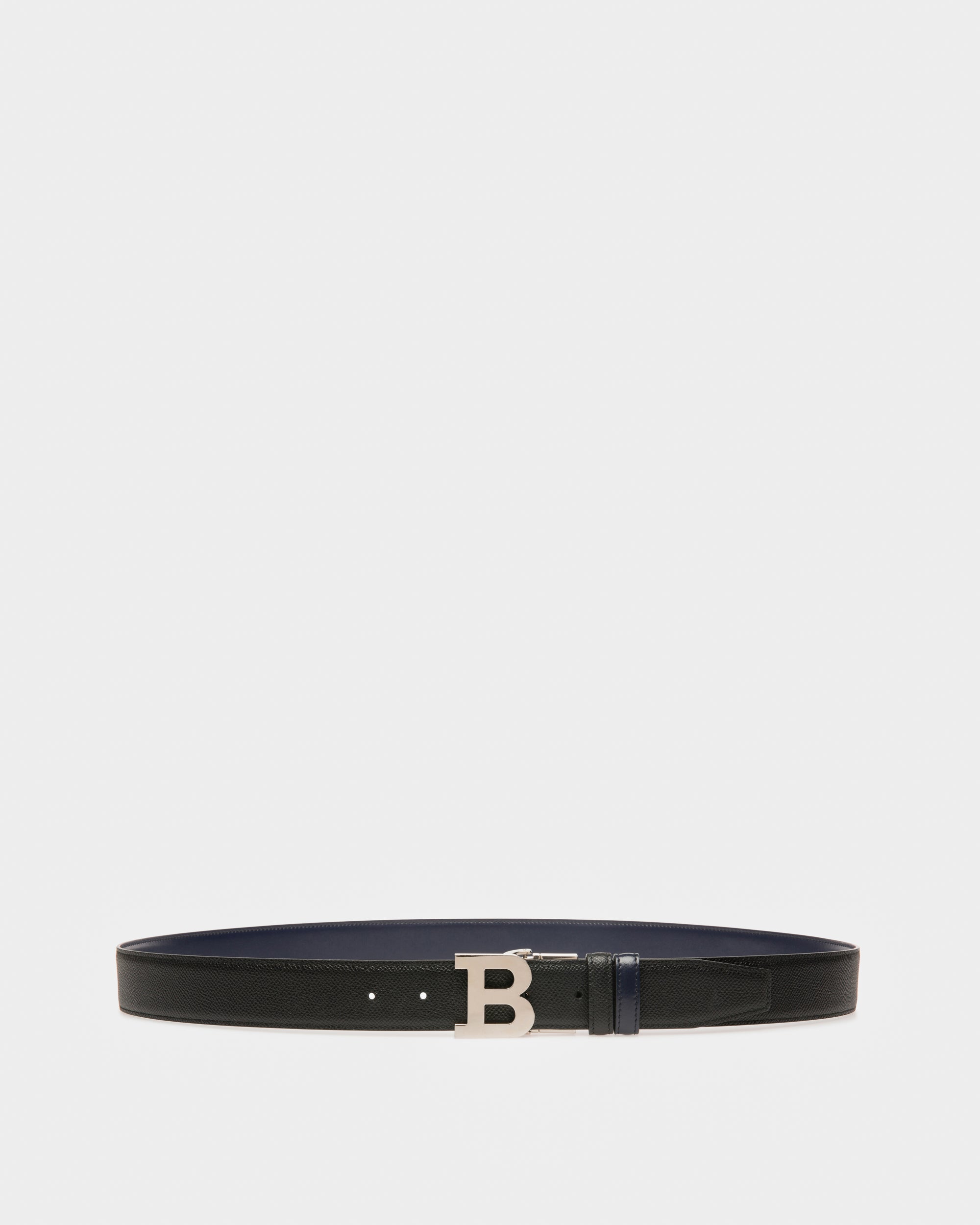 Boucle B Ceinture De 35 Mm En Cuir Noir Et Bleu Marine - Homme - Bally - 01