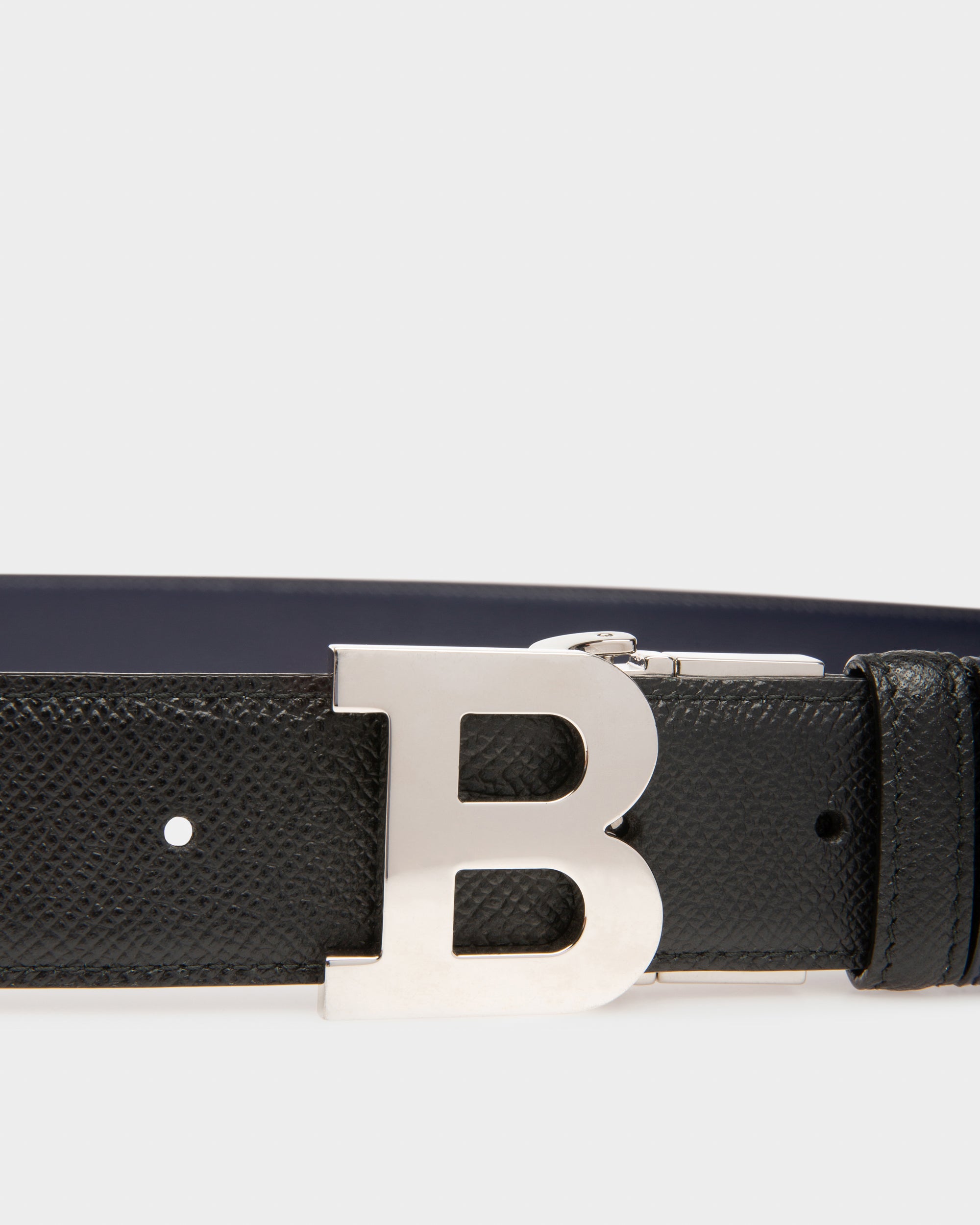 Boucle B Ceinture De 35 Mm En Cuir Noir Et Bleu Marine - Homme - Bally - 03