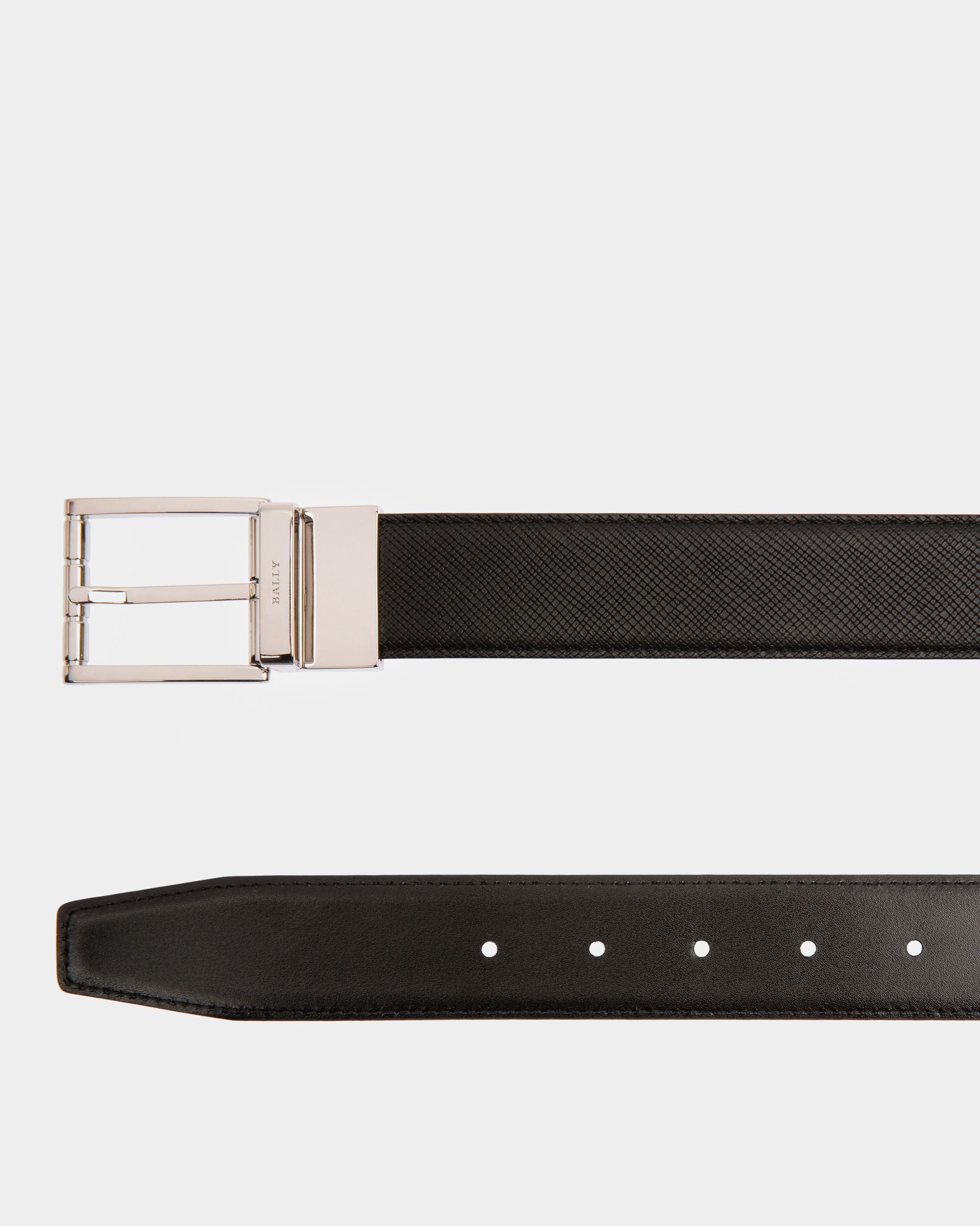 Astor Leather Adjustable & Reversible 35mm Belt In Black - Homme - Bally - 02