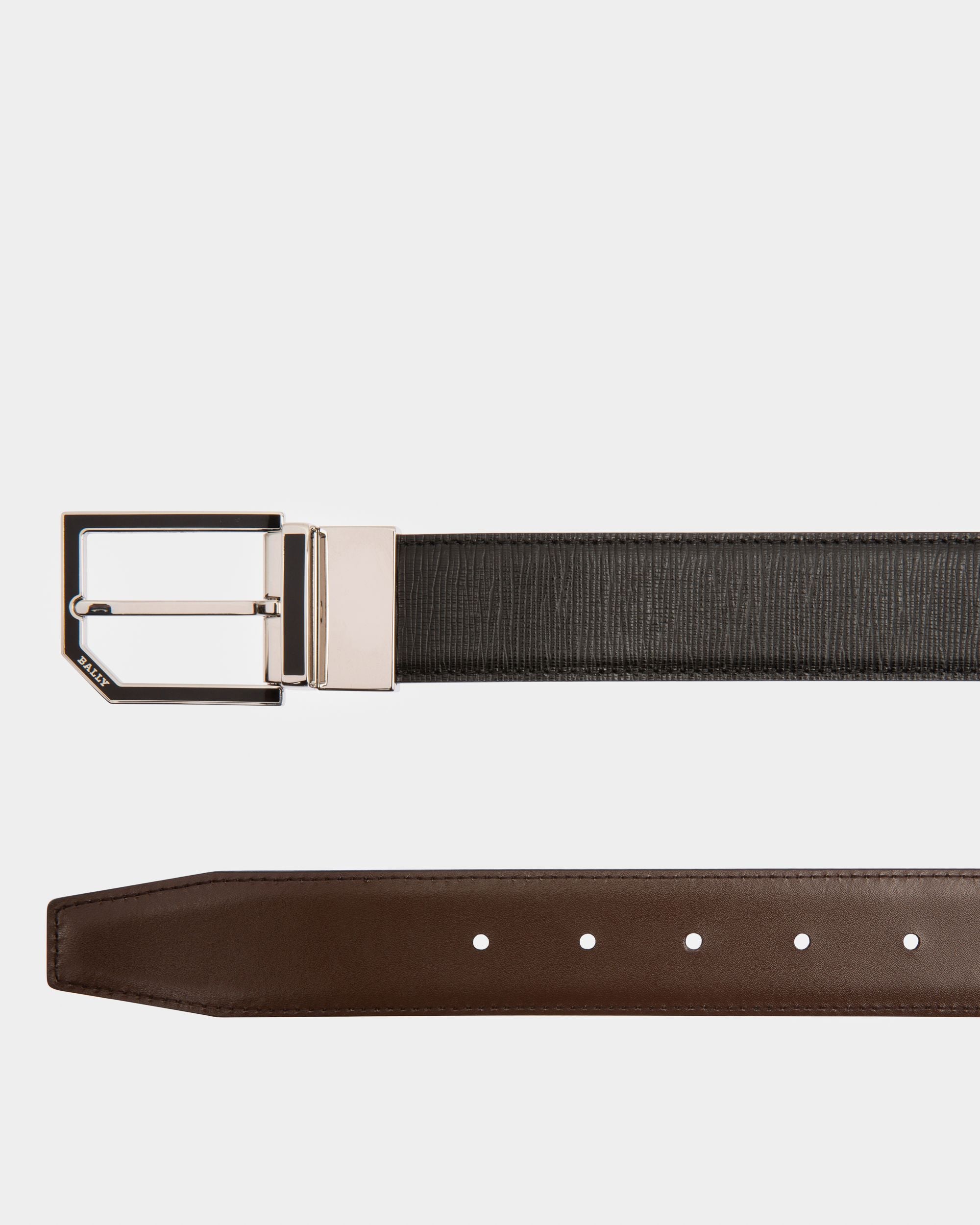 Charlton Leather Adjustable & Reversible 35mm Belt In Black & Brown - Homme - Bally - 02