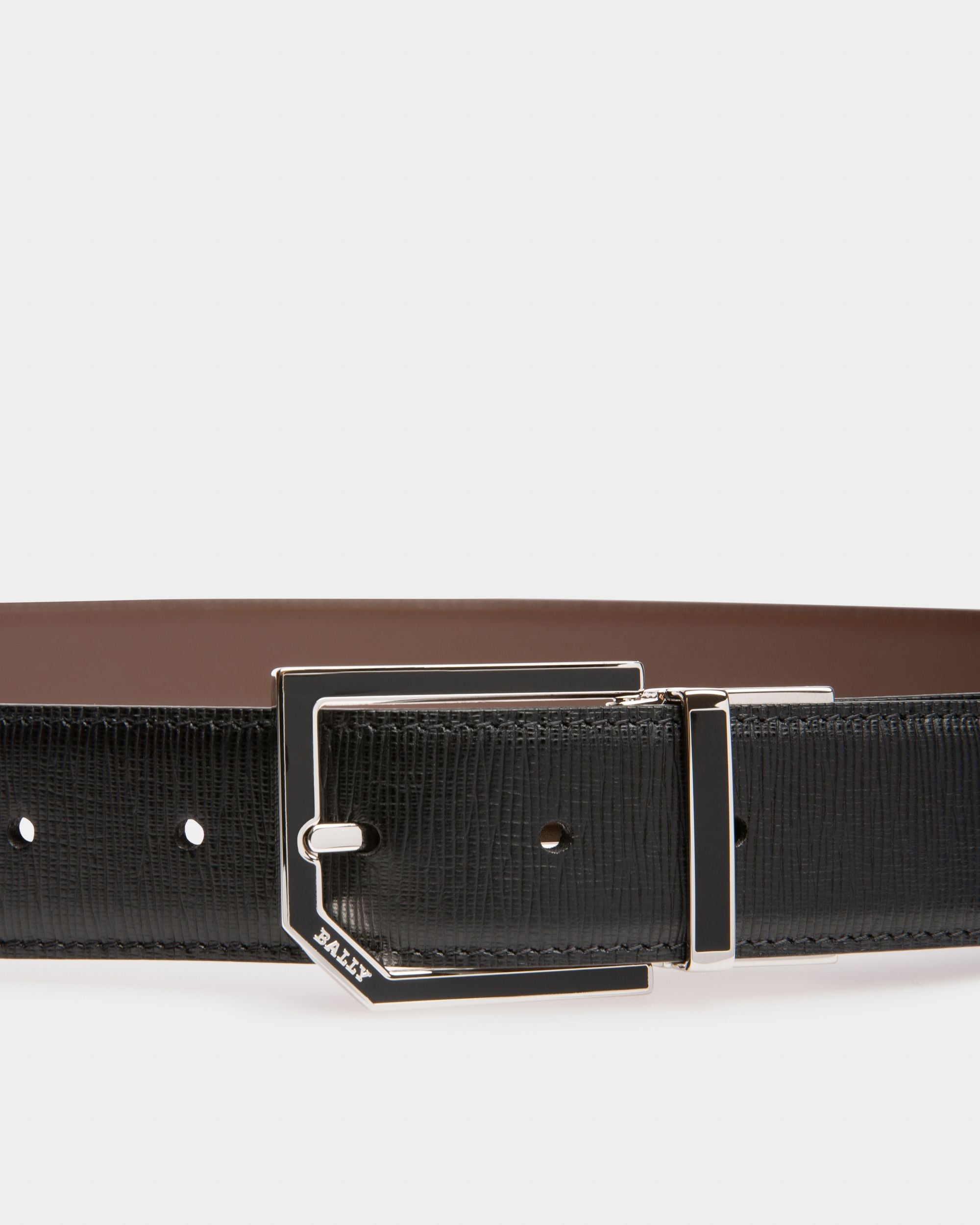 Charlton Leather Adjustable & Reversible 35mm Belt In Black & Brown - Homme - Bally - 03