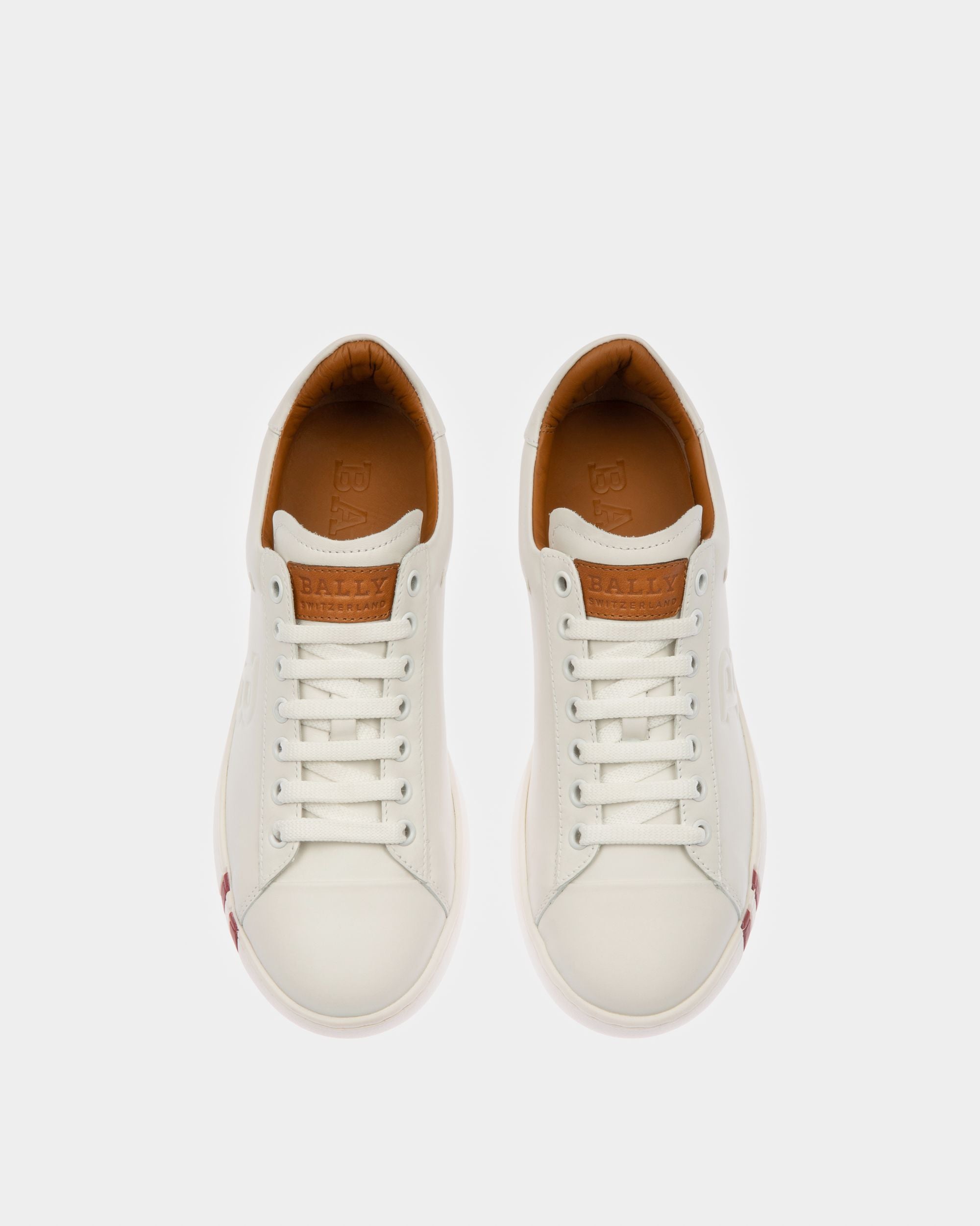 Wivian Women's Leather Perforated Trainer In White - Femme - Bally - 02