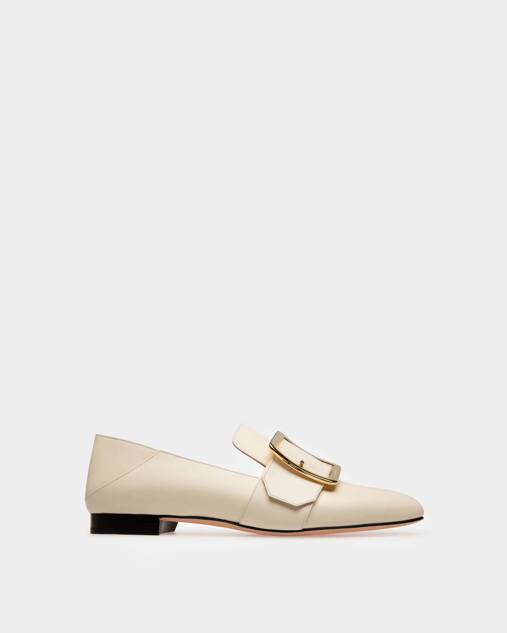 Janelle Leather Slippers In Bone - Women's - Bally - 01